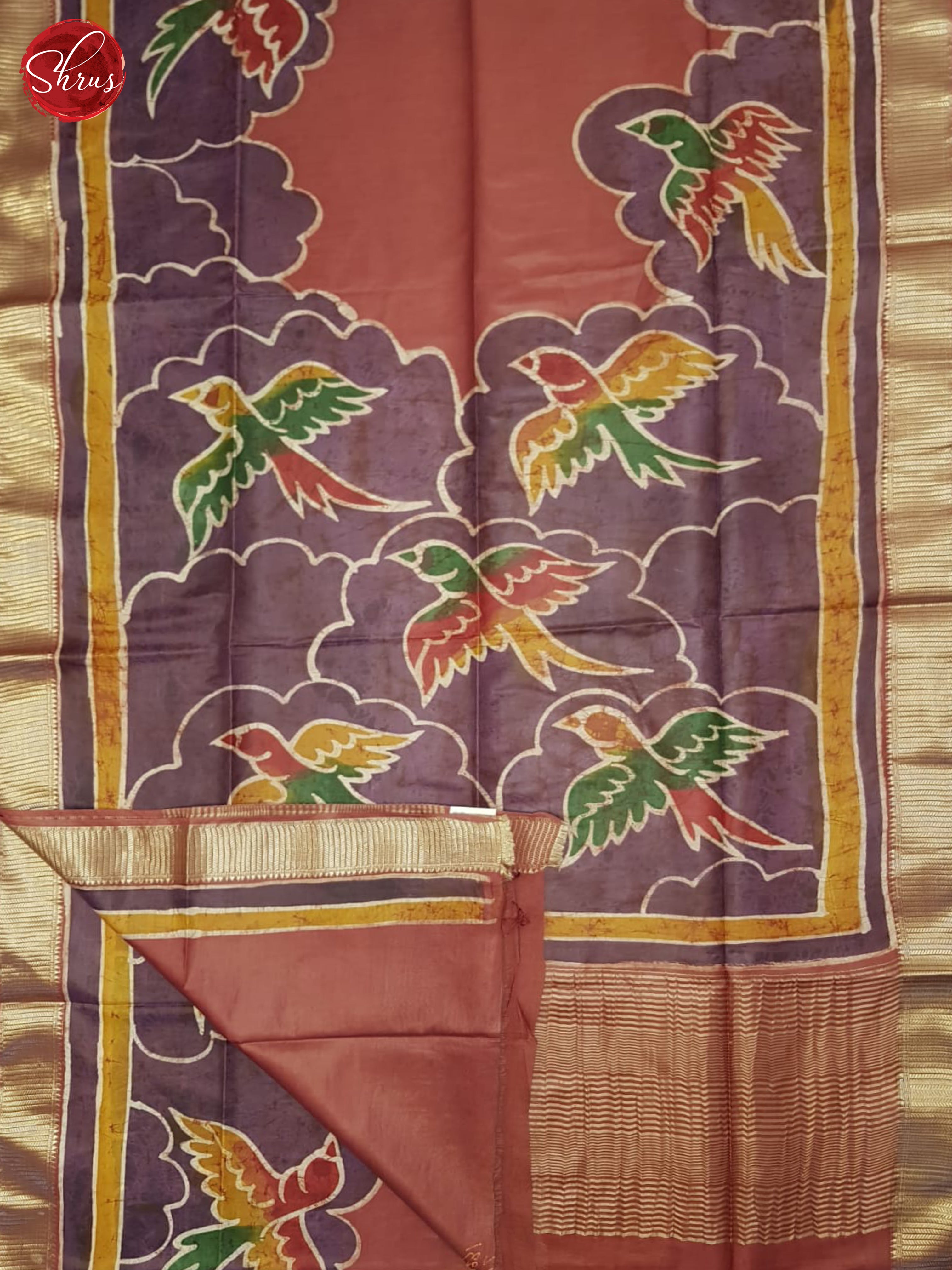 Dusty Wine And Brown- Semi Chanderi Saree - Shop on ShrusEternity.com