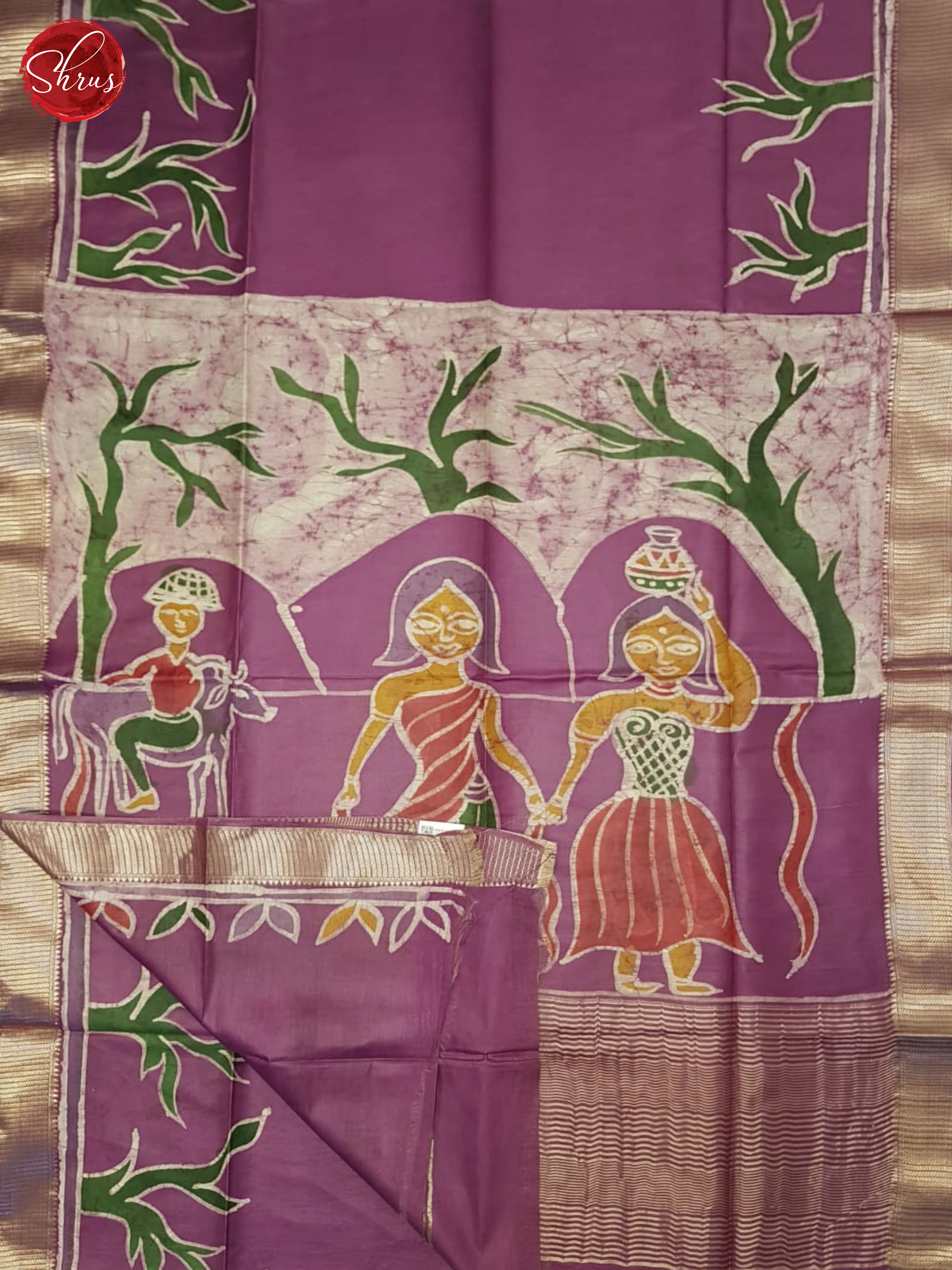 Dusty Wine(Single Tone)- Semi Chanderi saree - Shop on ShrusEternity.com