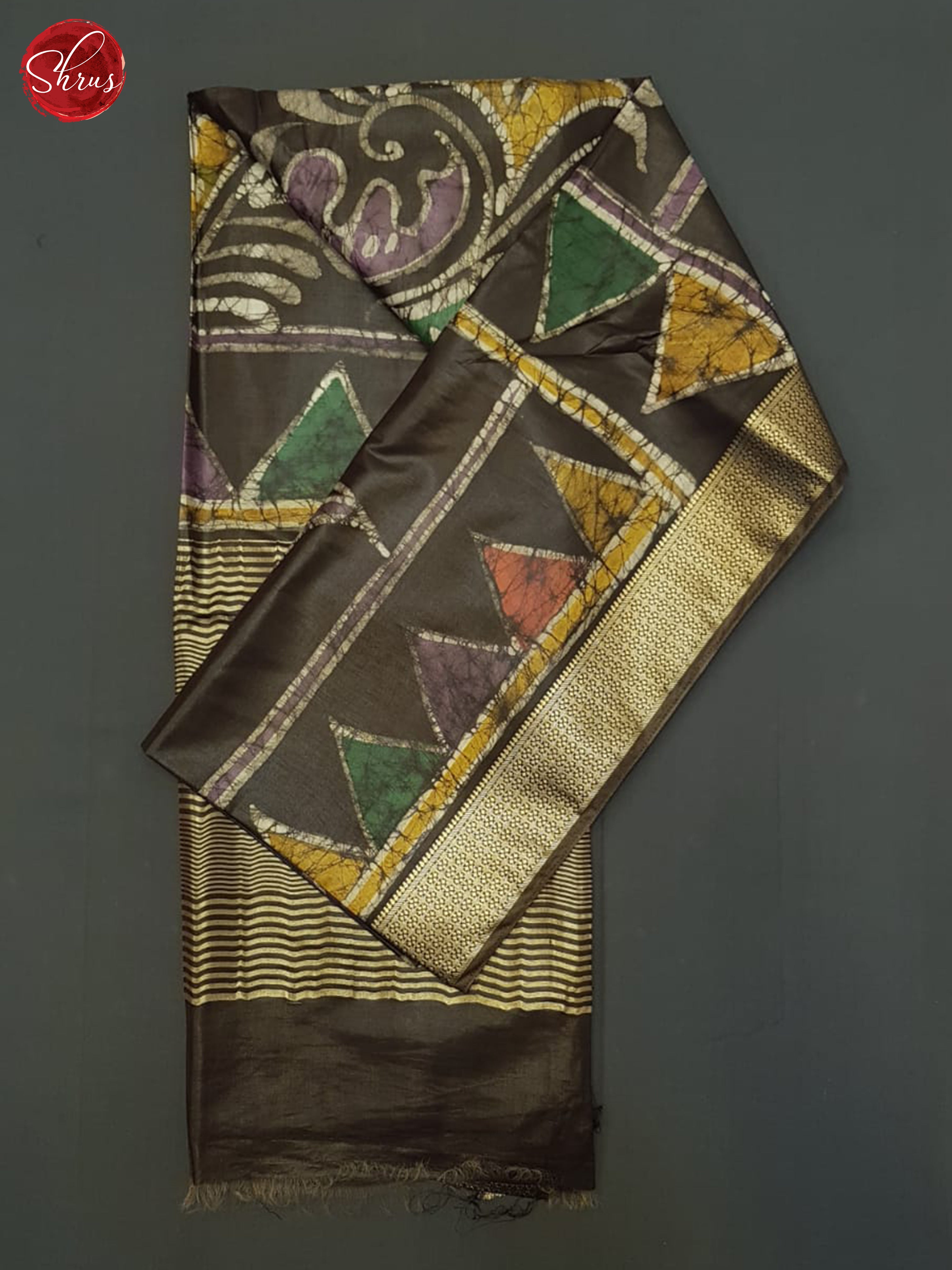 Brown(Single Tone)- Semi chanderi Saree - Shop on ShrusEternity.com