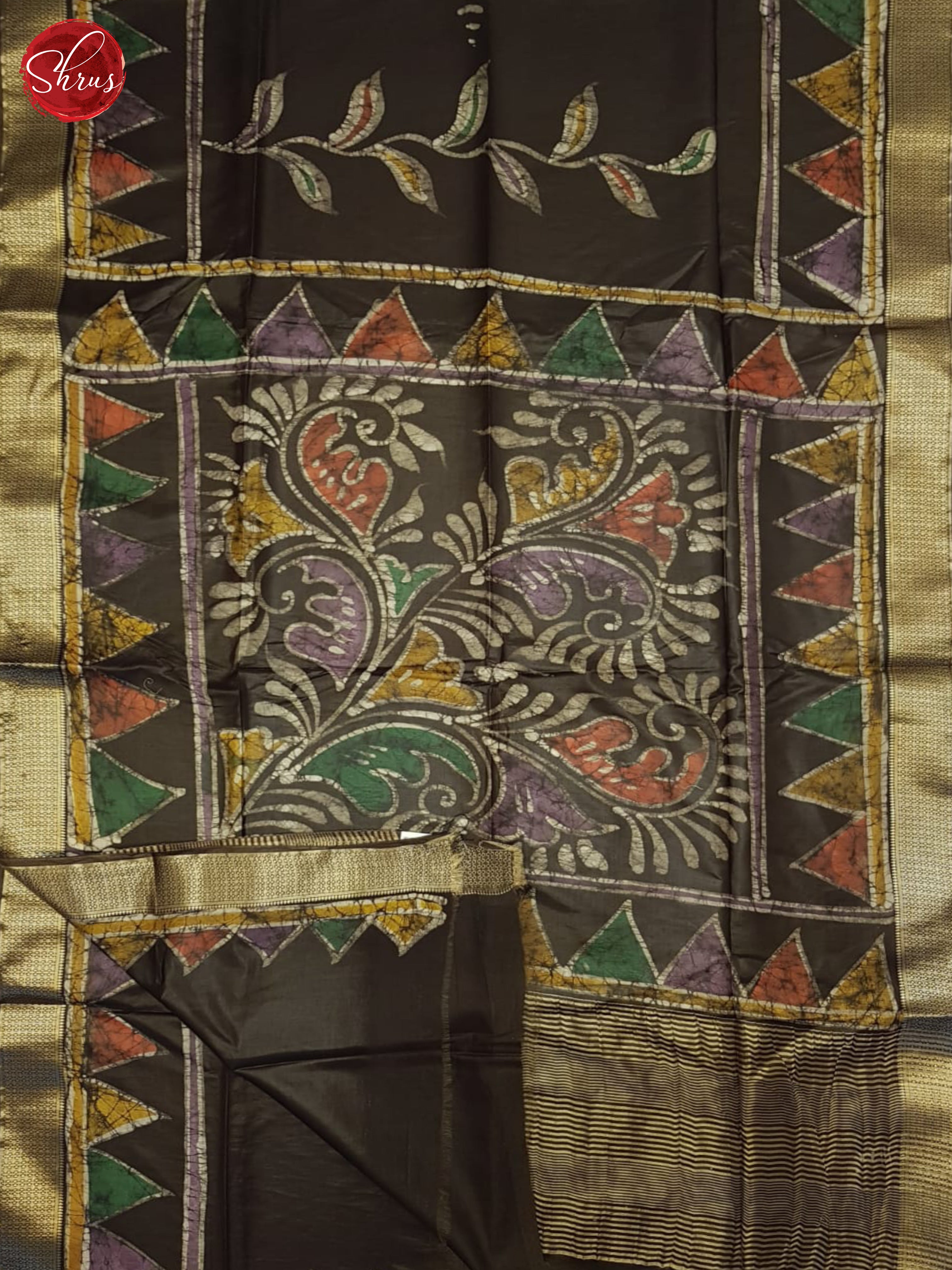 Brown(Single Tone)- Semi chanderi Saree - Shop on ShrusEternity.com