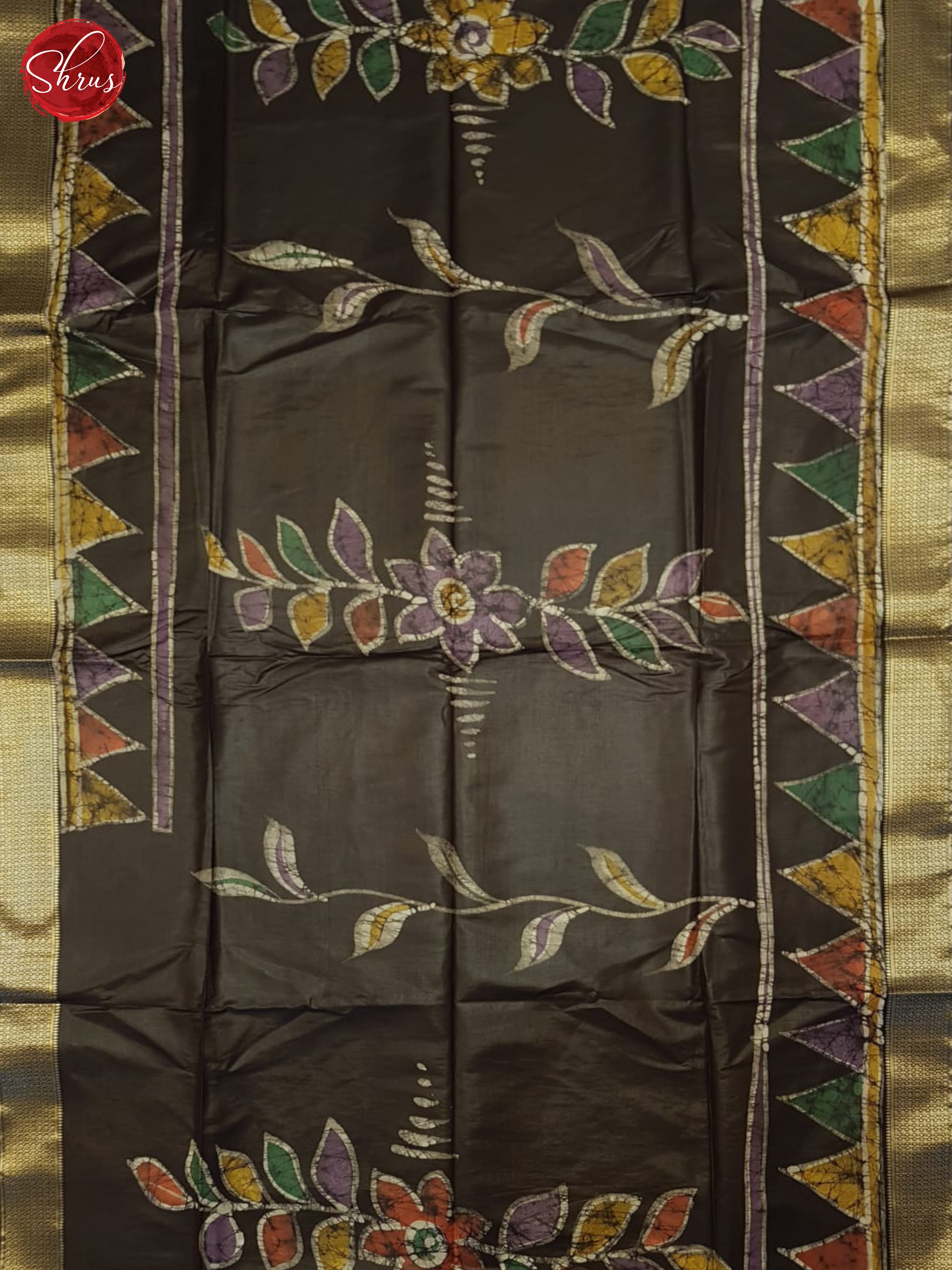 Brown(Single Tone)- Semi chanderi Saree - Shop on ShrusEternity.com