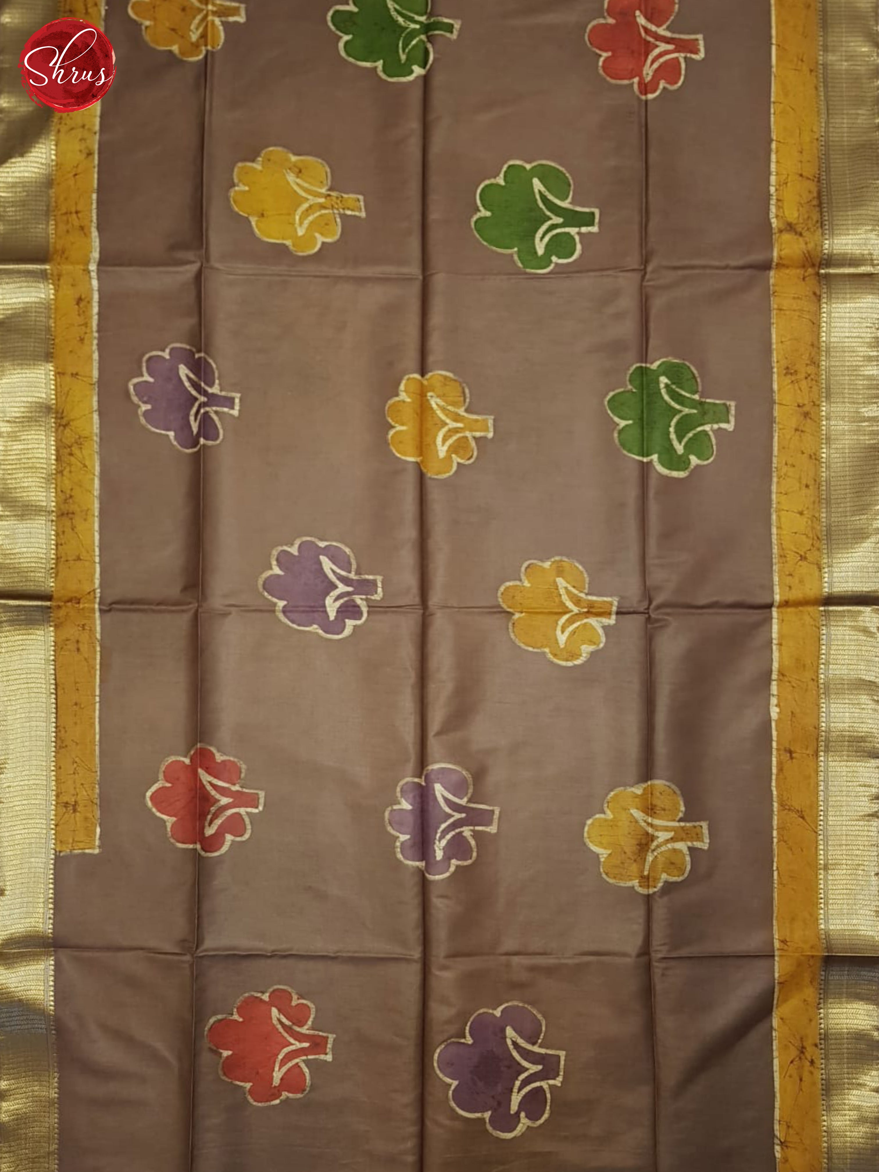 brown & Cream - Semi Chanderi saree - Shop on ShrusEternity.com