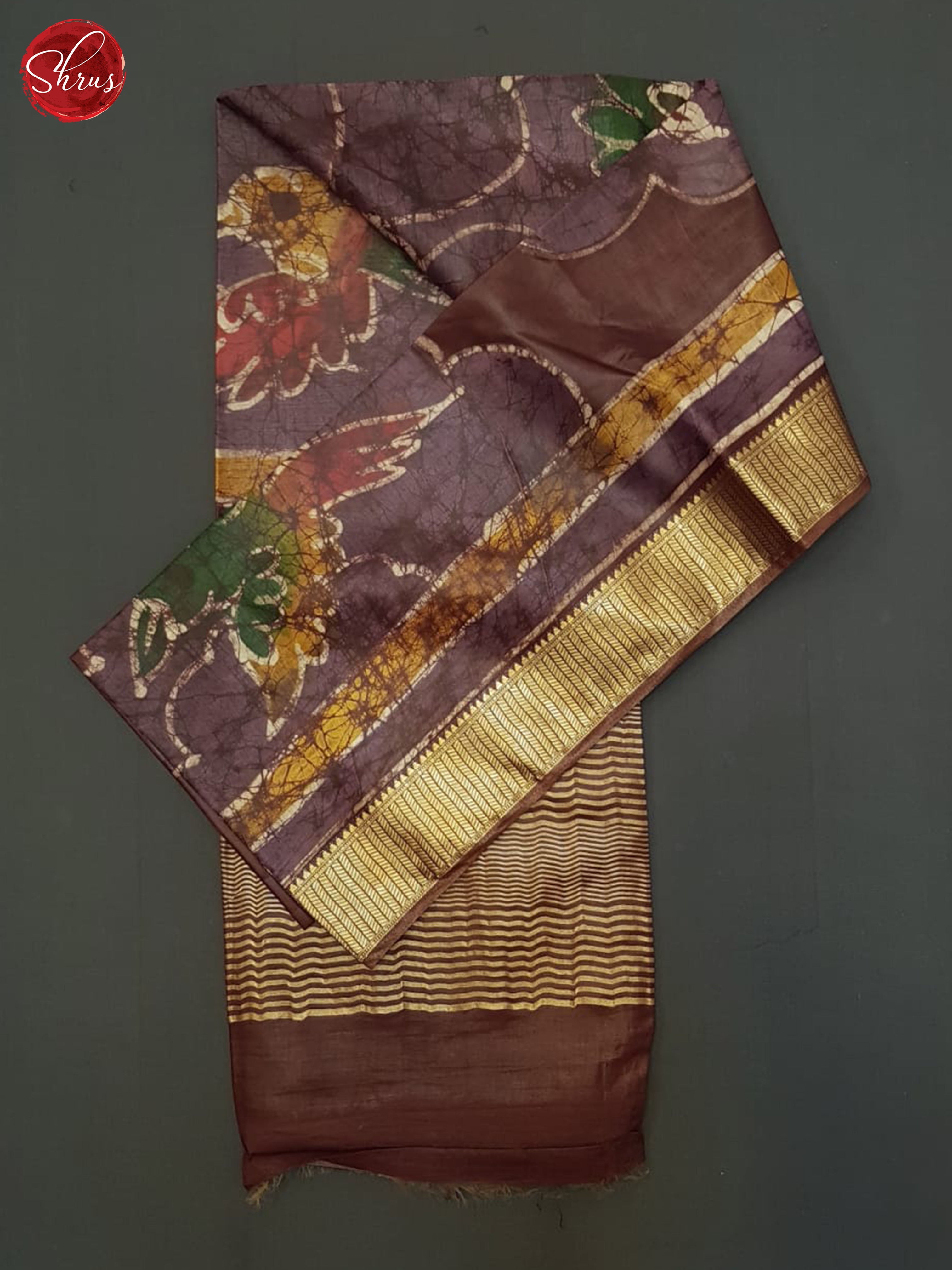 Brown - Semi Chanderi Saree - Shop on ShrusEternity.com