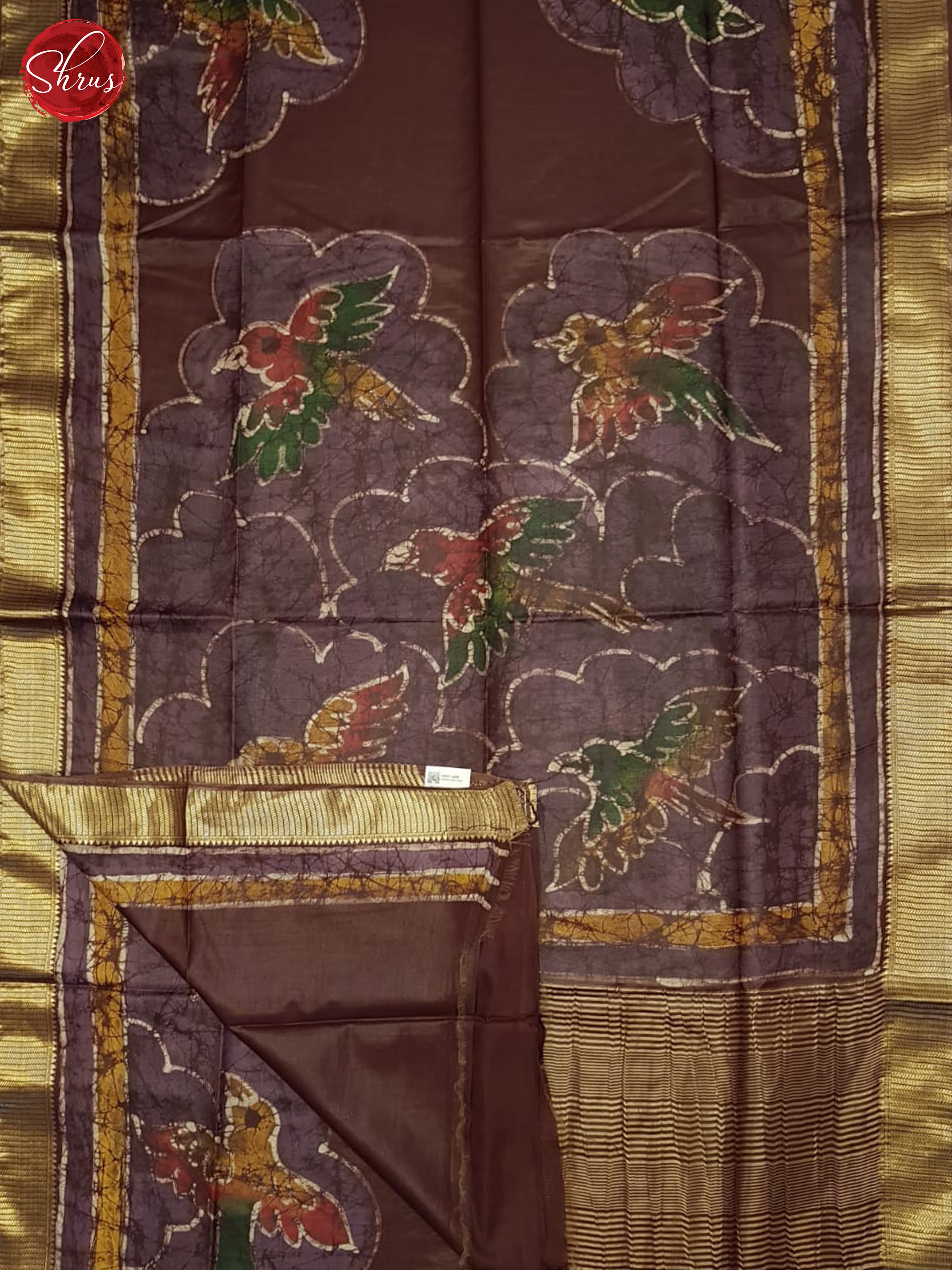Brown - Semi Chanderi Saree - Shop on ShrusEternity.com