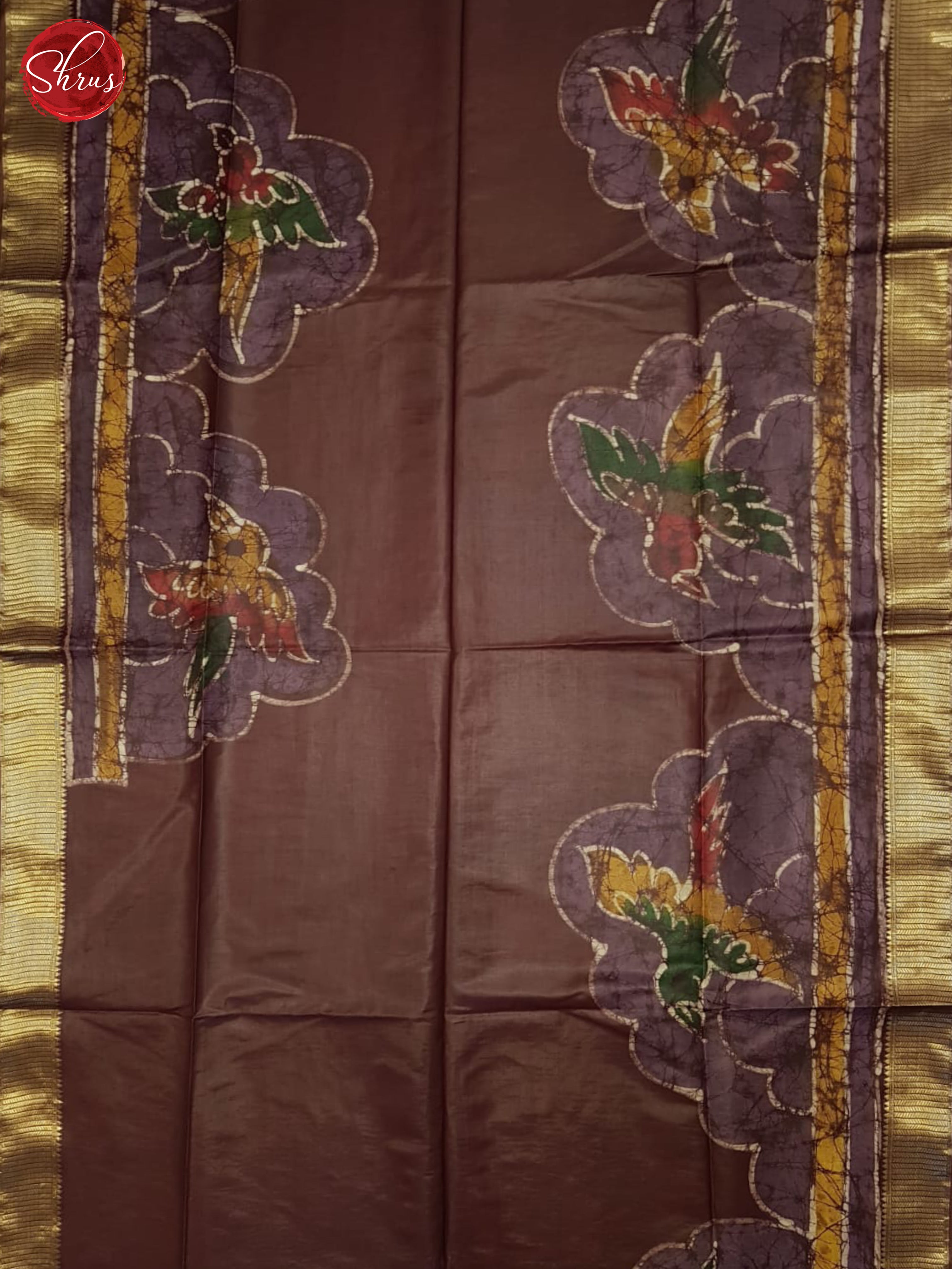 Brown - Semi Chanderi Saree - Shop on ShrusEternity.com