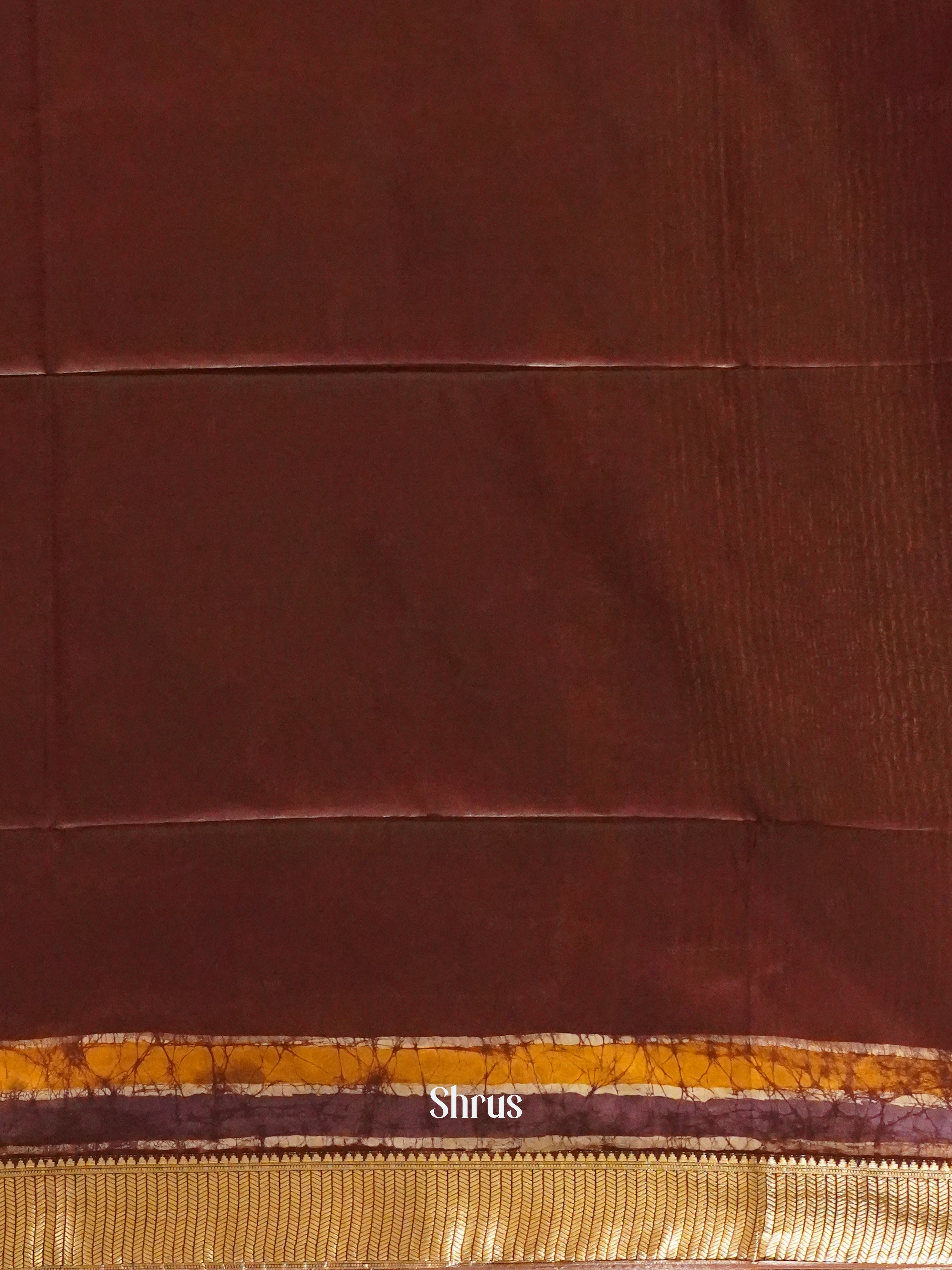 Brown - Semi Chanderi Saree - Shop on ShrusEternity.com