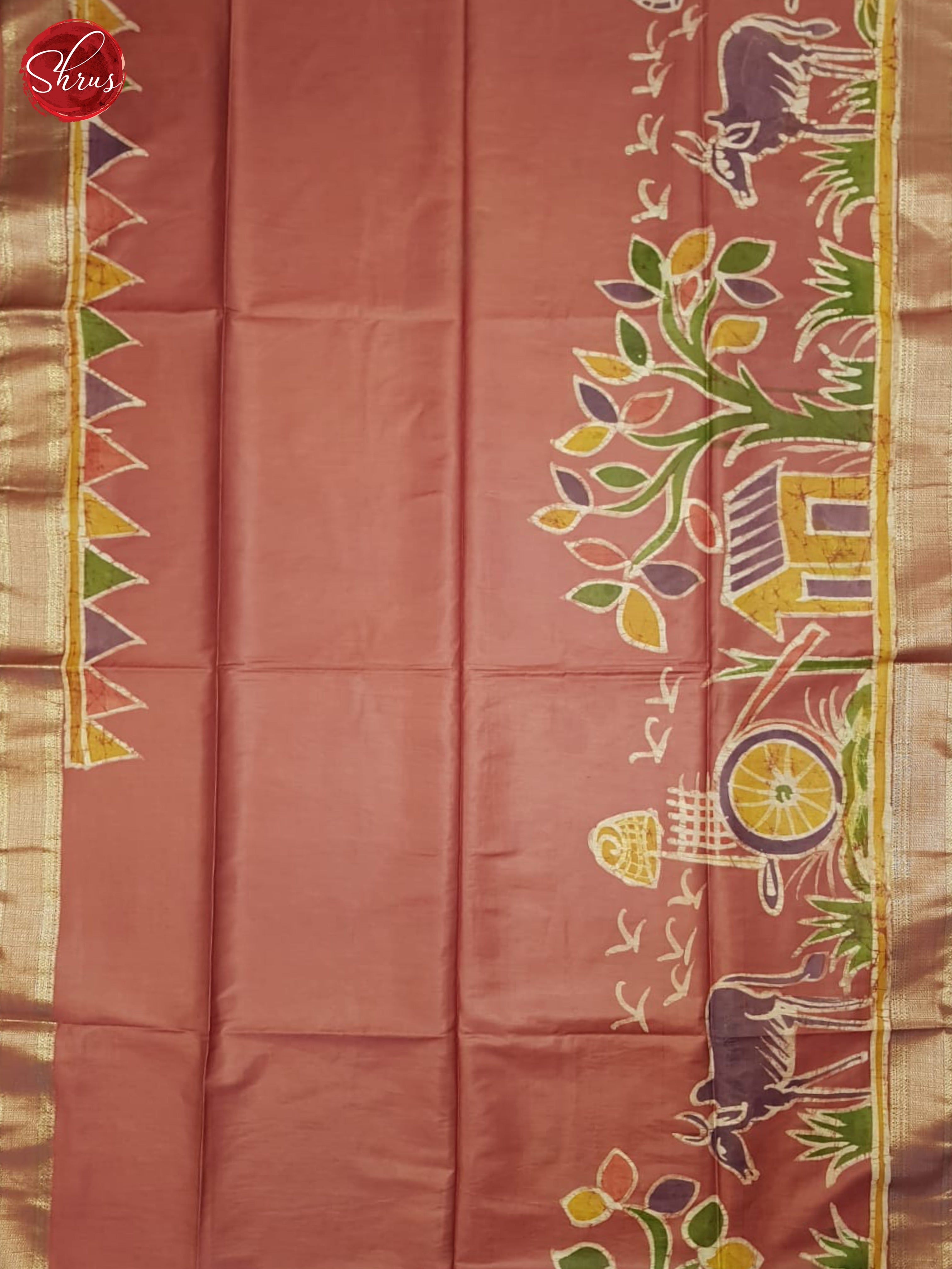 Red(Single Tone)- Semi Chanderi Saree - Shop on ShrusEternity.com