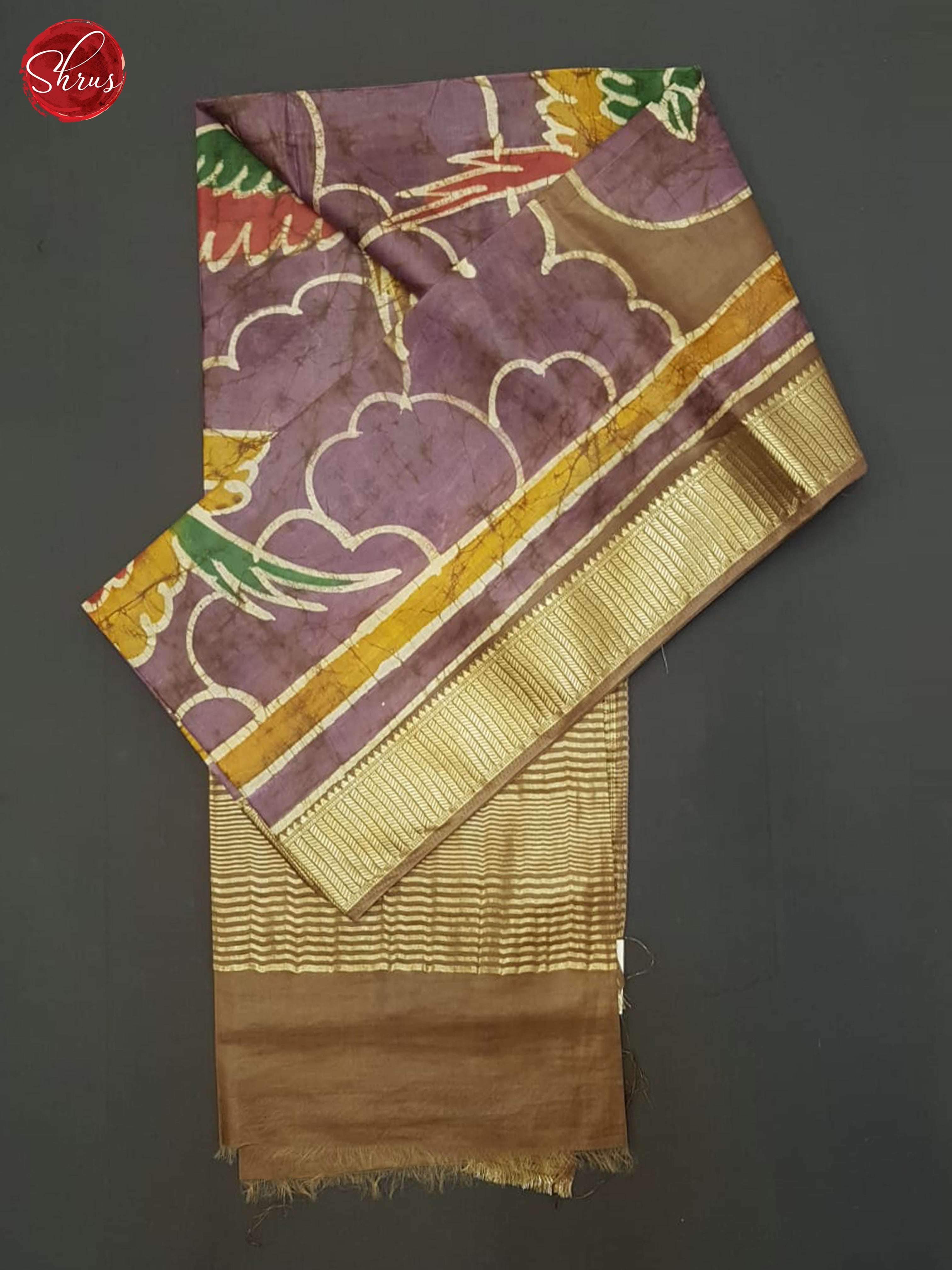 Brown And Dusty Wine- Semi Chanderi Saree - Shop on ShrusEternity.com