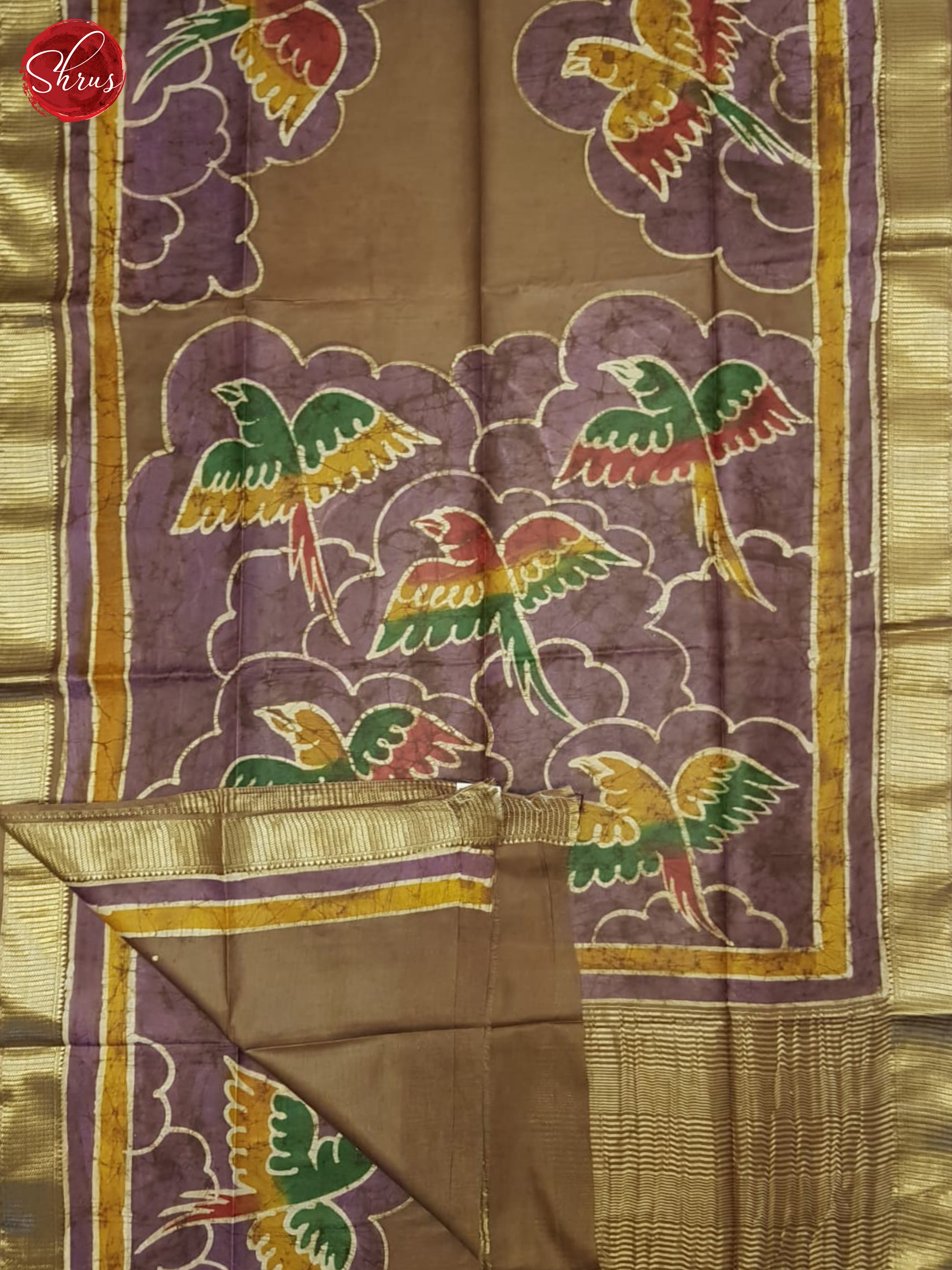 Brown And Dusty Wine- Semi Chanderi Saree - Shop on ShrusEternity.com