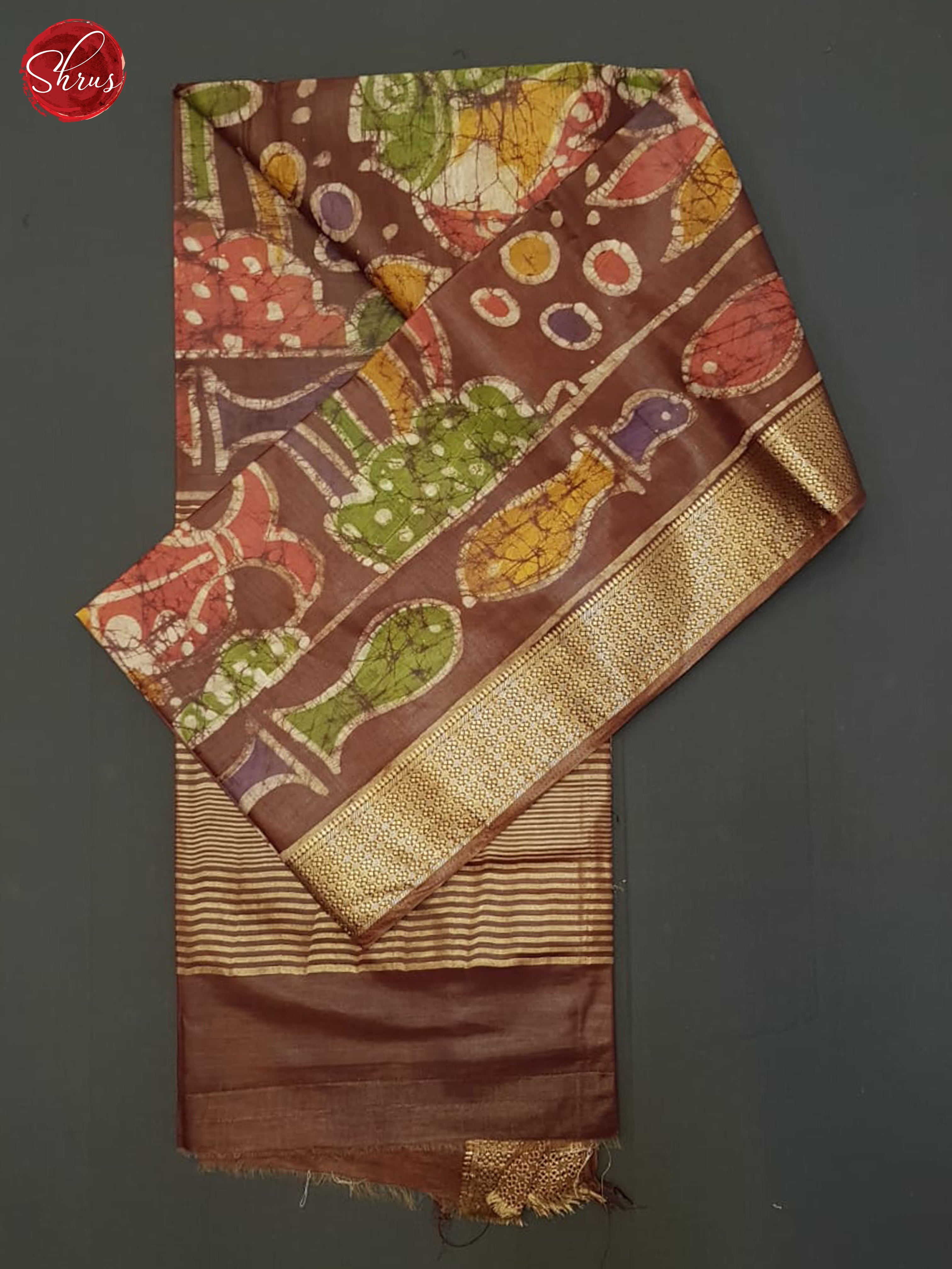 Brown(Single Tone)- Semi Chanderi Saree - Shop on ShrusEternity.com