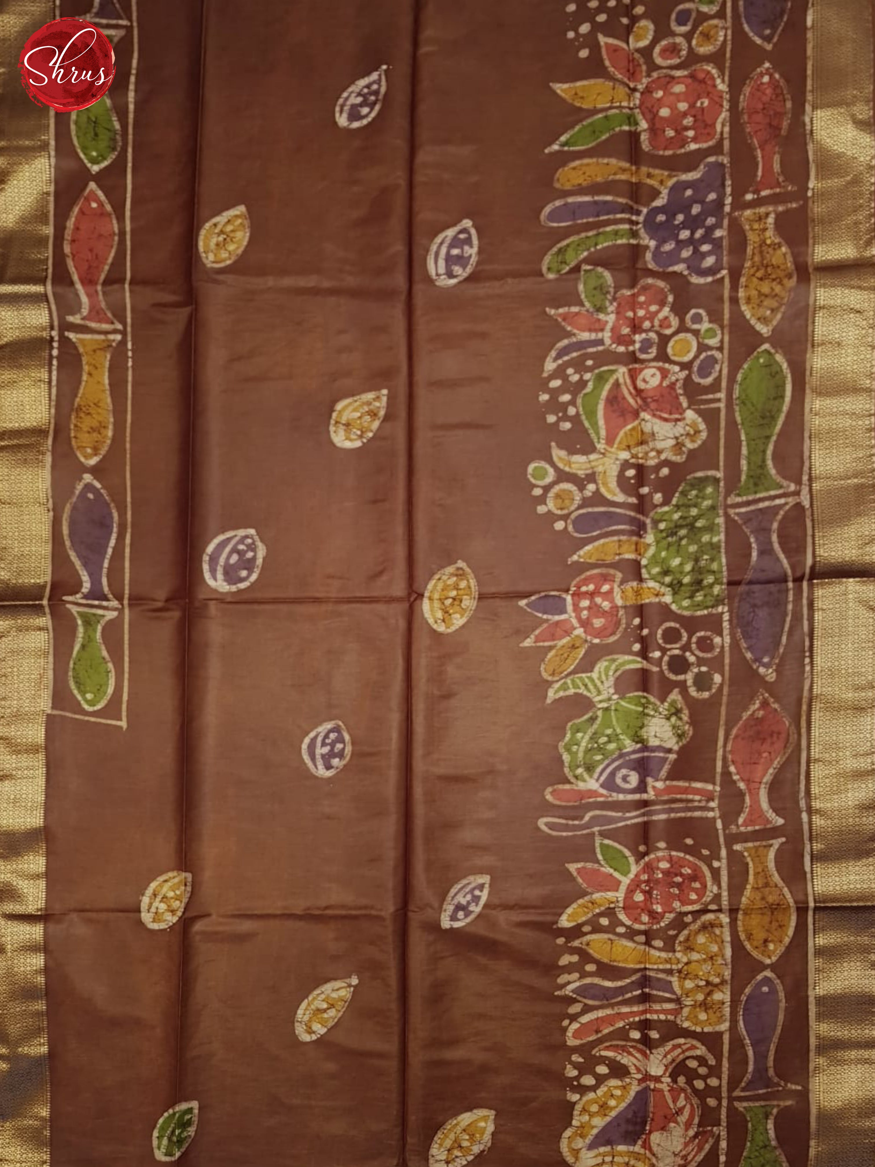 Brown(Single Tone)- Semi Chanderi Saree - Shop on ShrusEternity.com