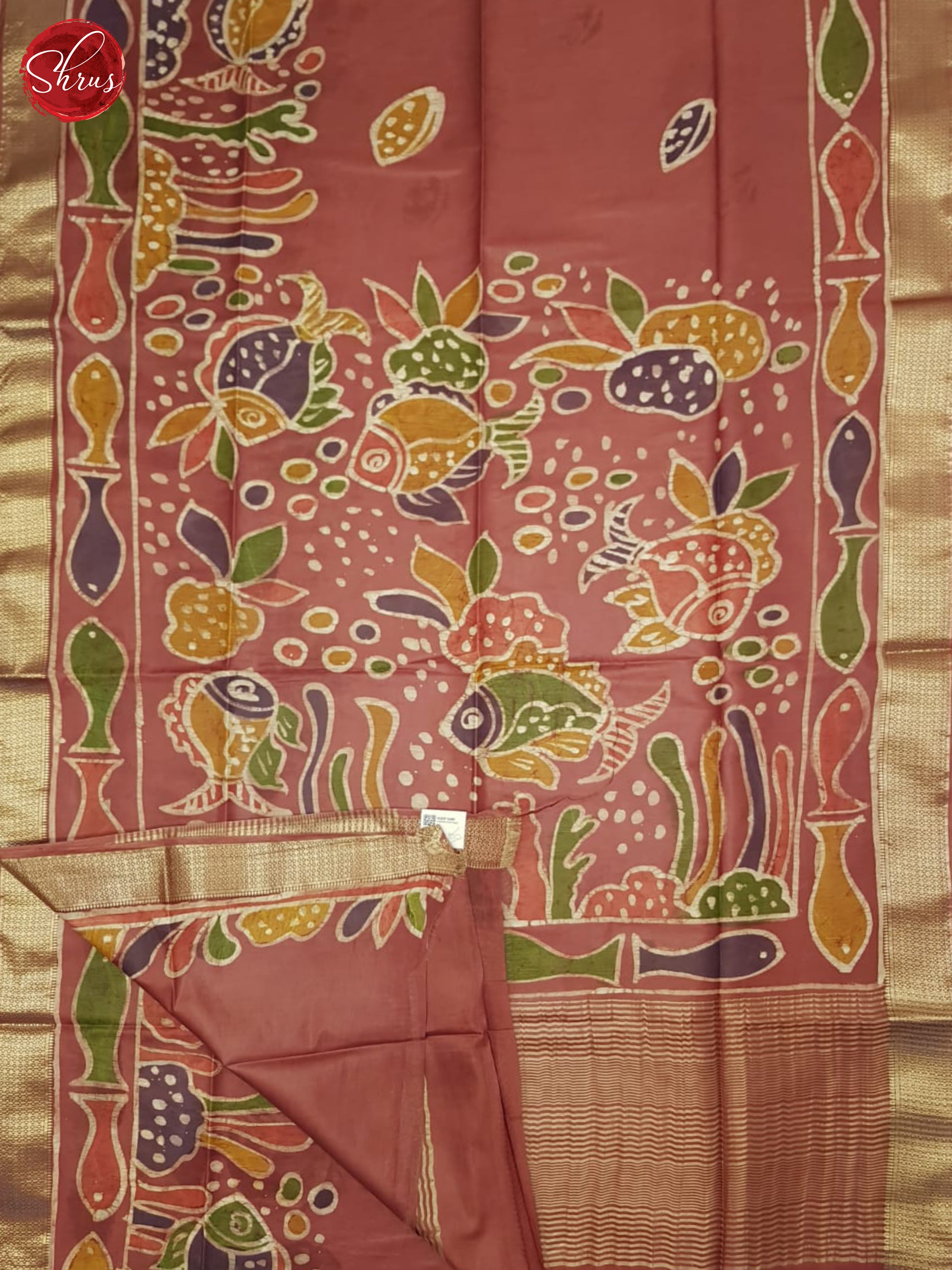 Brick Red(Single Tone)- Semi Chanderi Saree - Shop on ShrusEternity.com