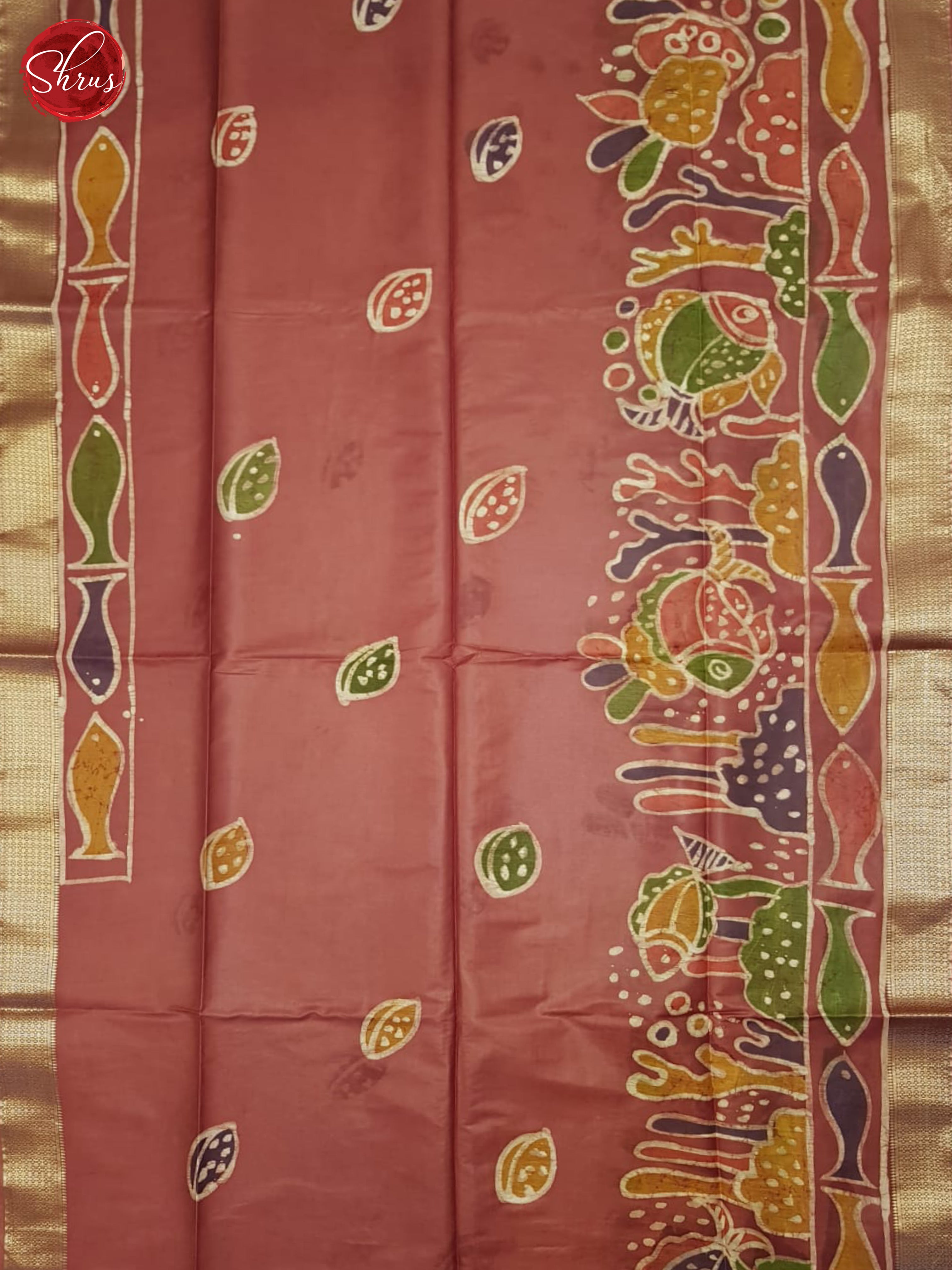 Brick Red(Single Tone)- Semi Chanderi Saree - Shop on ShrusEternity.com