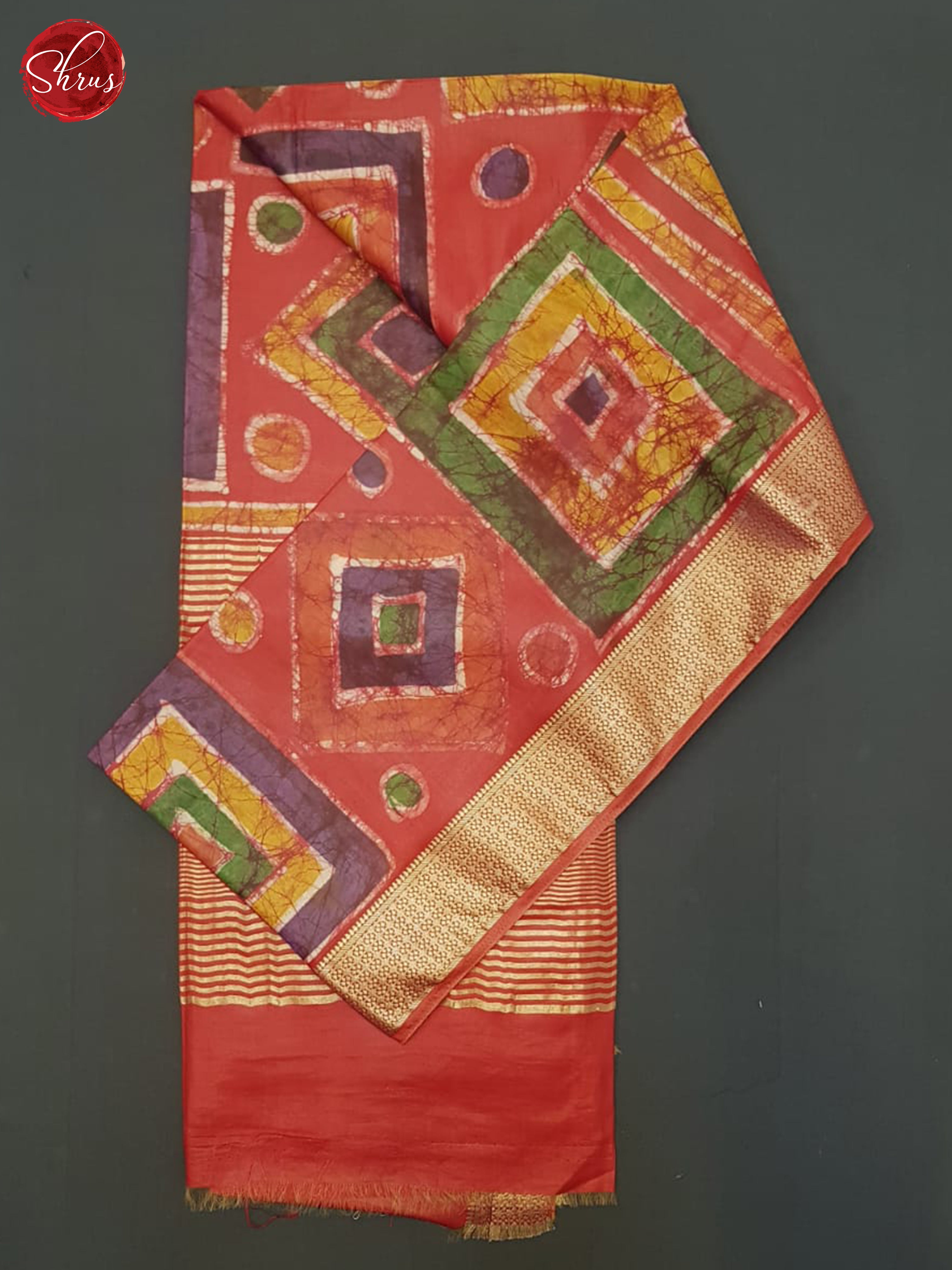 Red(Single Tone)- Semi Chanderi Saree - Shop on ShrusEternity.com