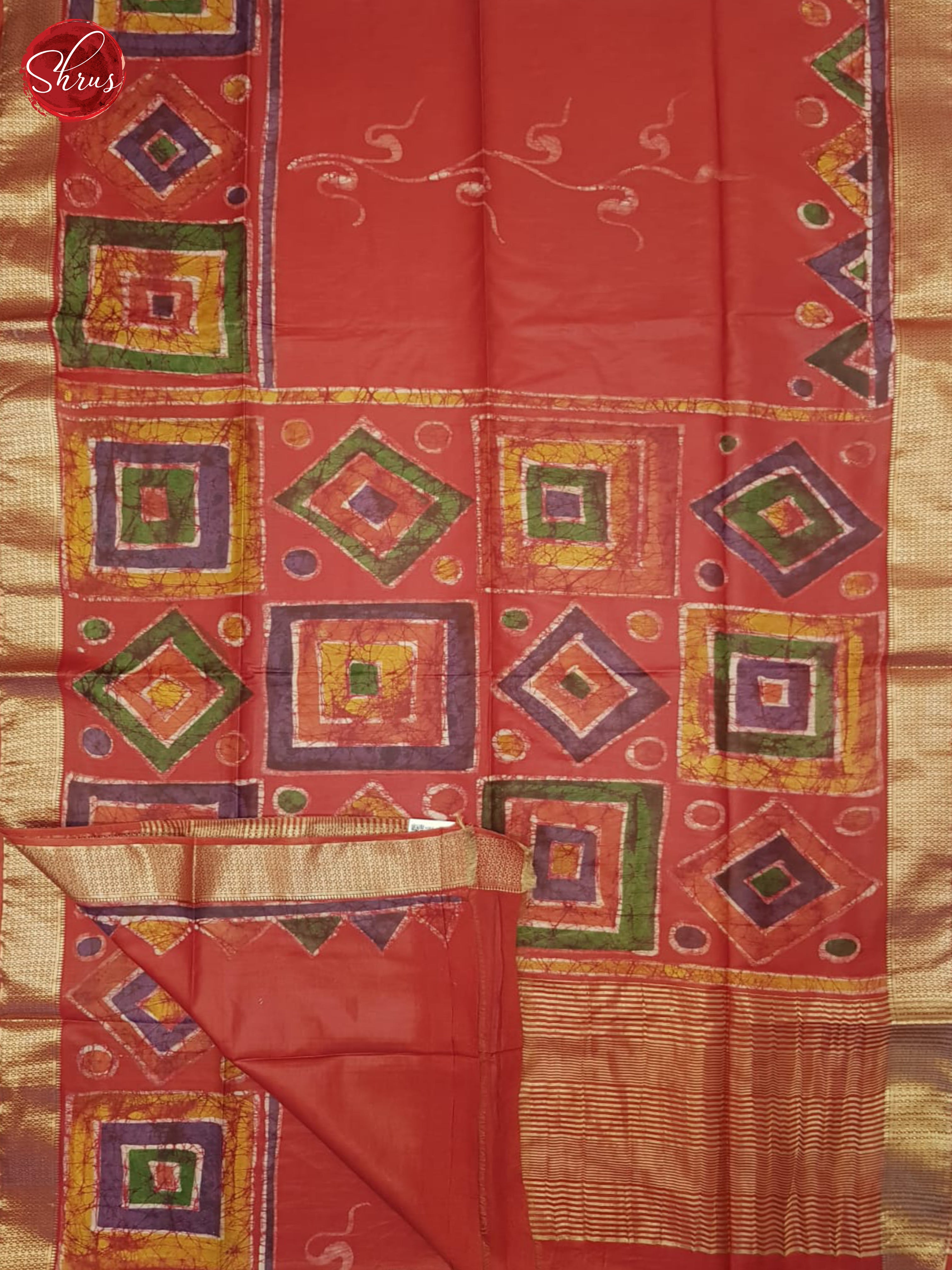 Red(Single Tone)- Semi Chanderi Saree - Shop on ShrusEternity.com