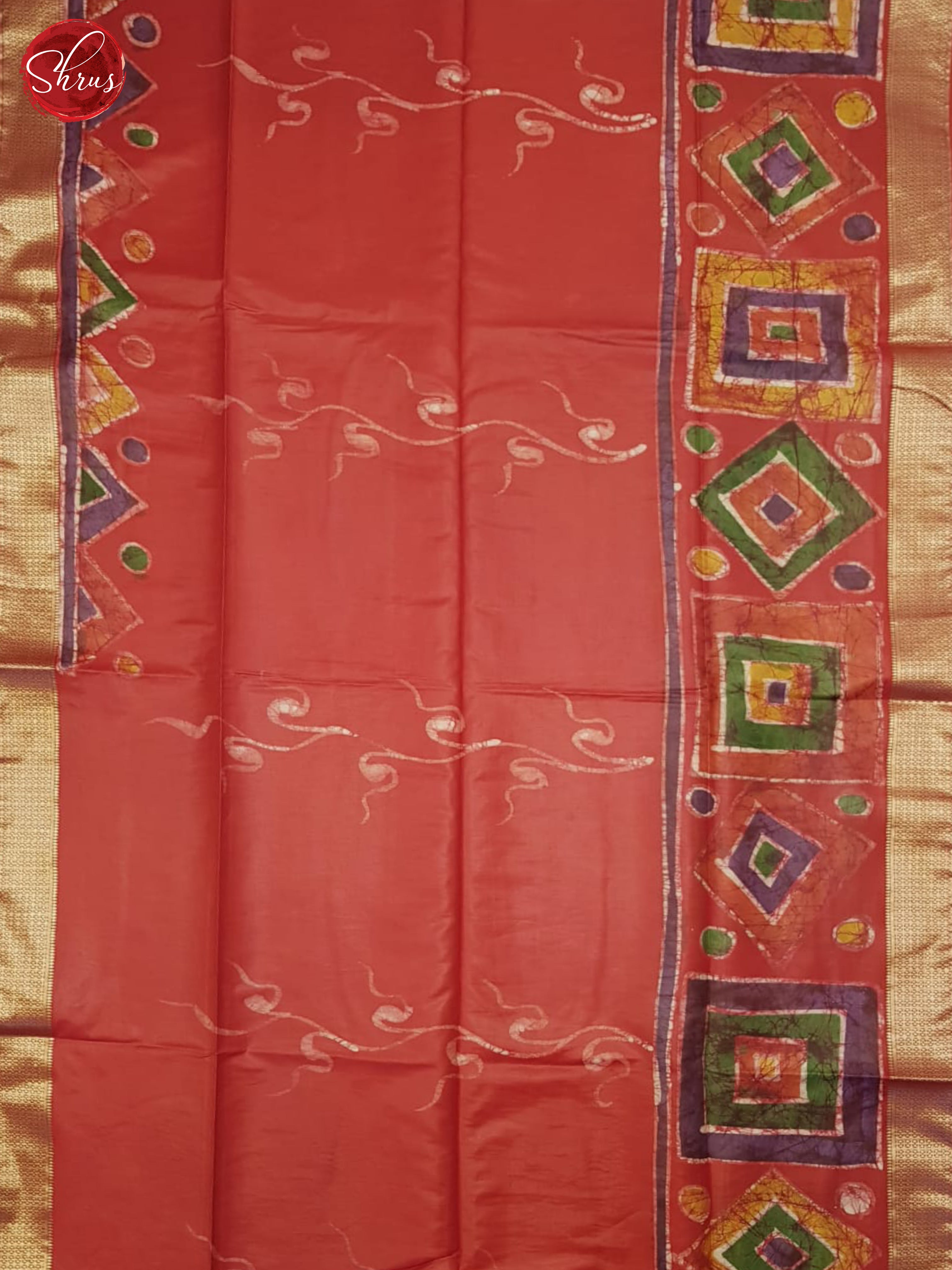 Red(Single Tone)- Semi Chanderi Saree - Shop on ShrusEternity.com