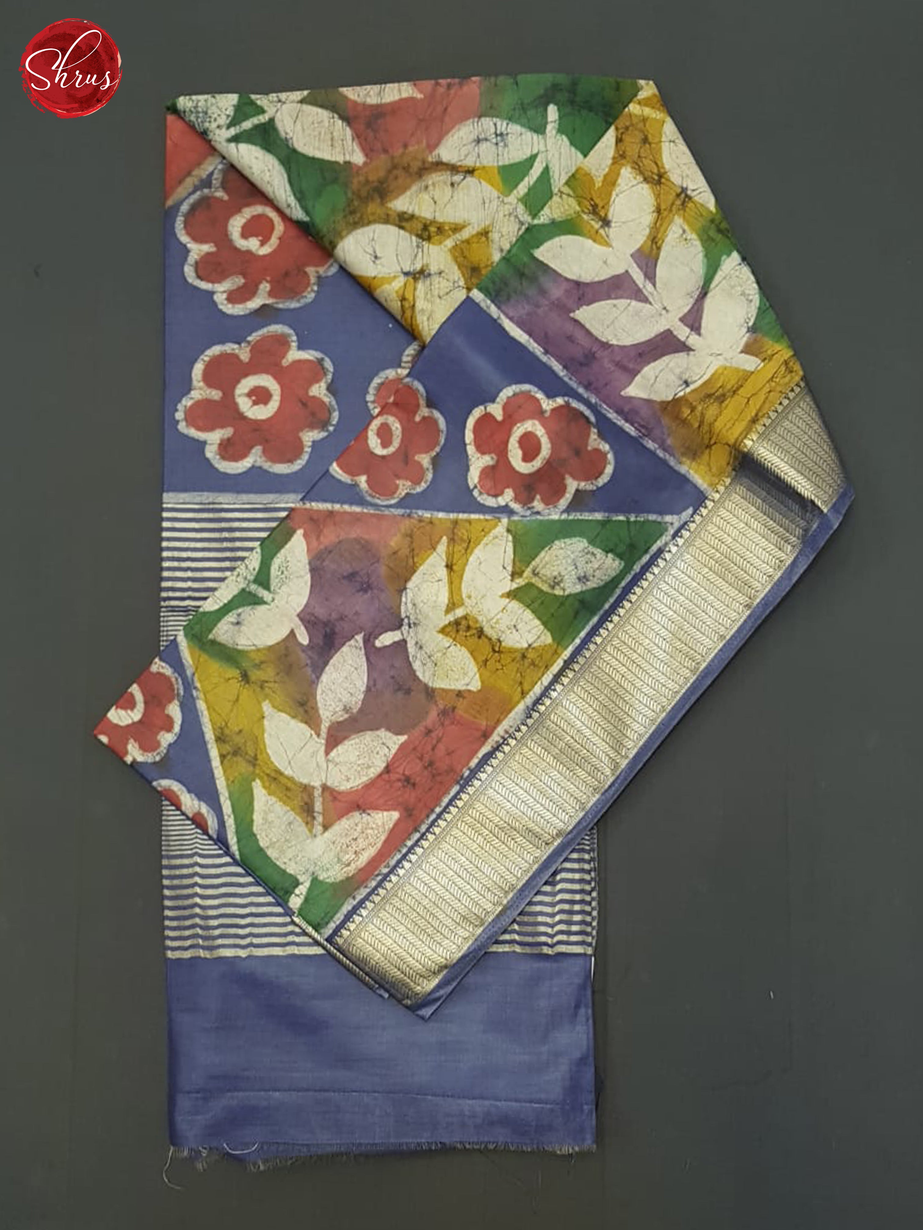 Blue(Single Tone)- Semi Chanderi Saree - Shop on ShrusEternity.com