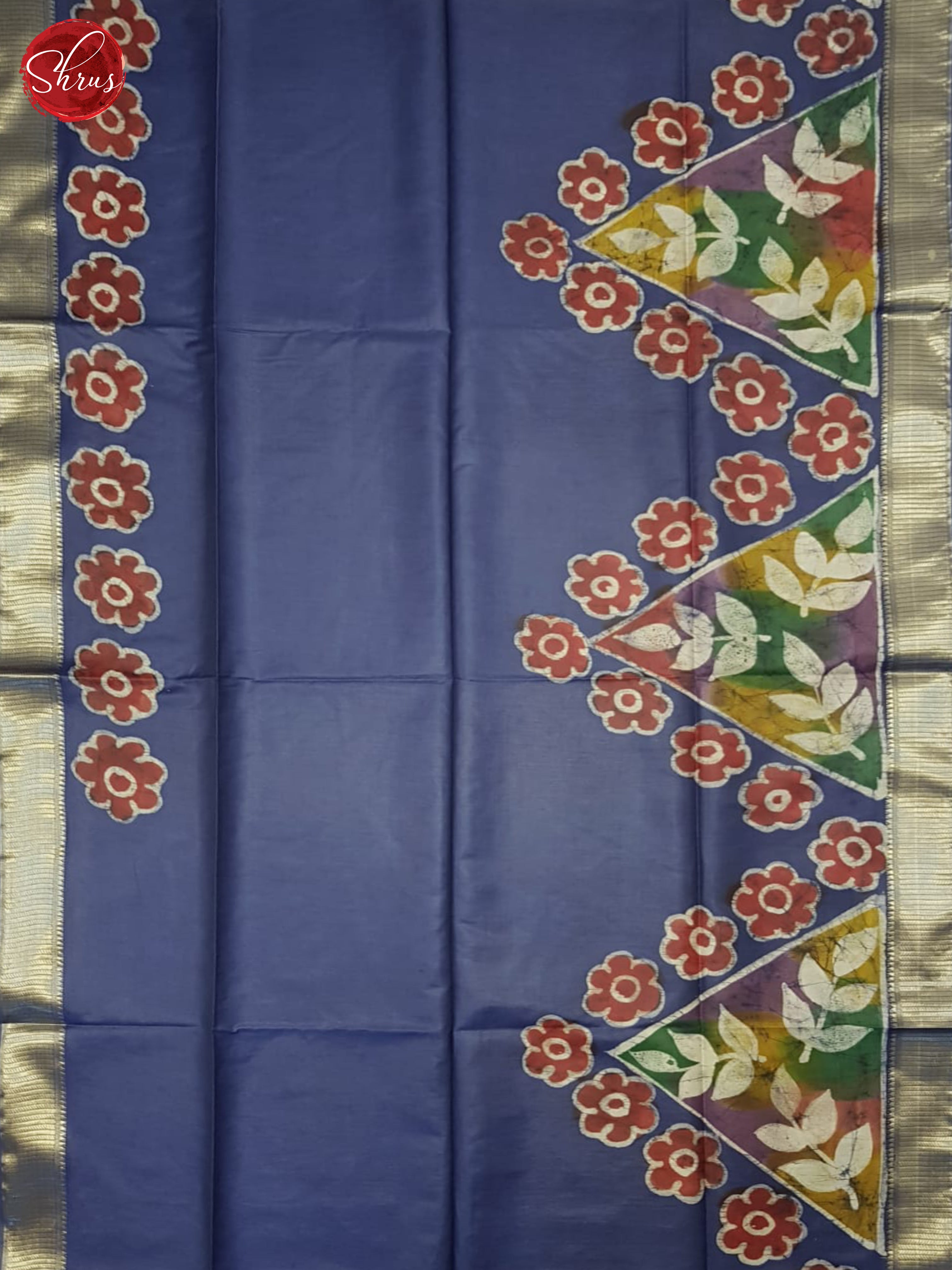 Blue(Single Tone)- Semi Chanderi Saree - Shop on ShrusEternity.com