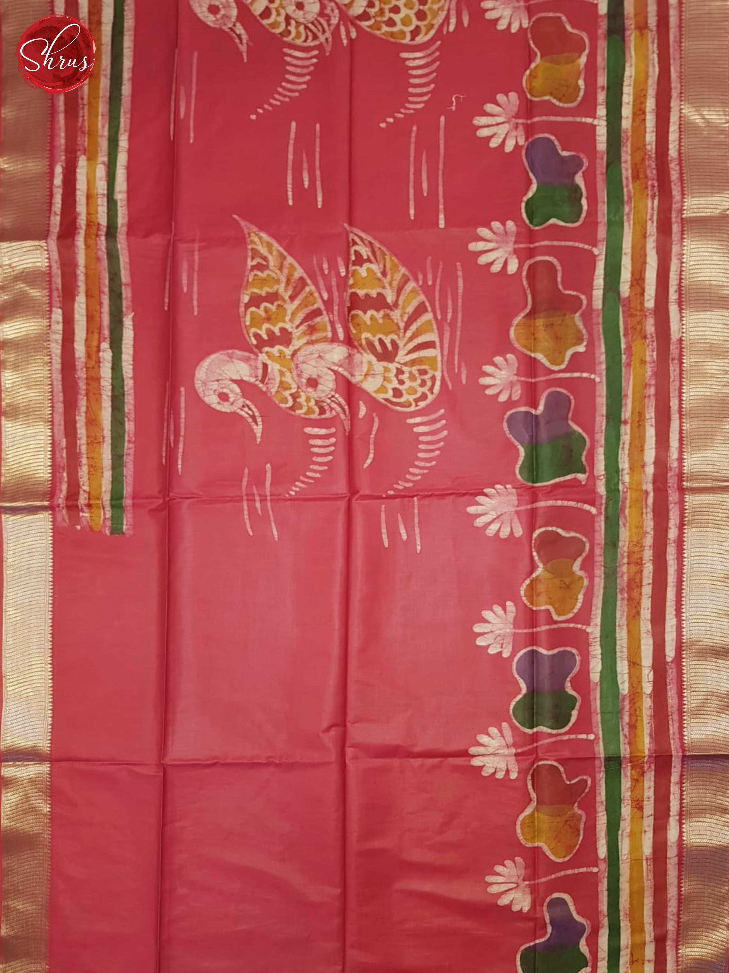 Pink(Single Tone)- Semi Chanderi Saree - Shop on ShrusEternity.com