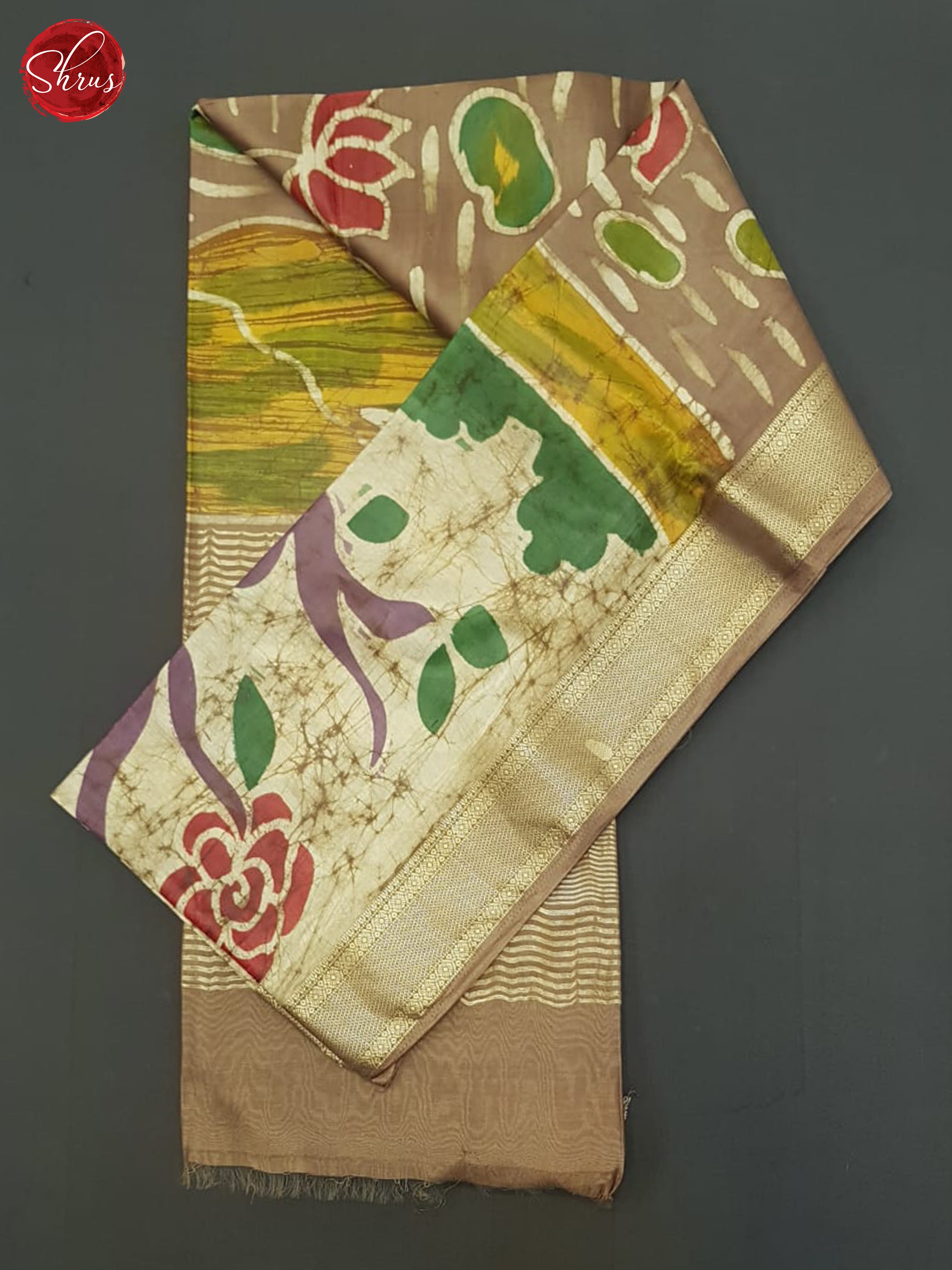 Brown & Cream - Semi Chanderi Saree - Shop on ShrusEternity.com