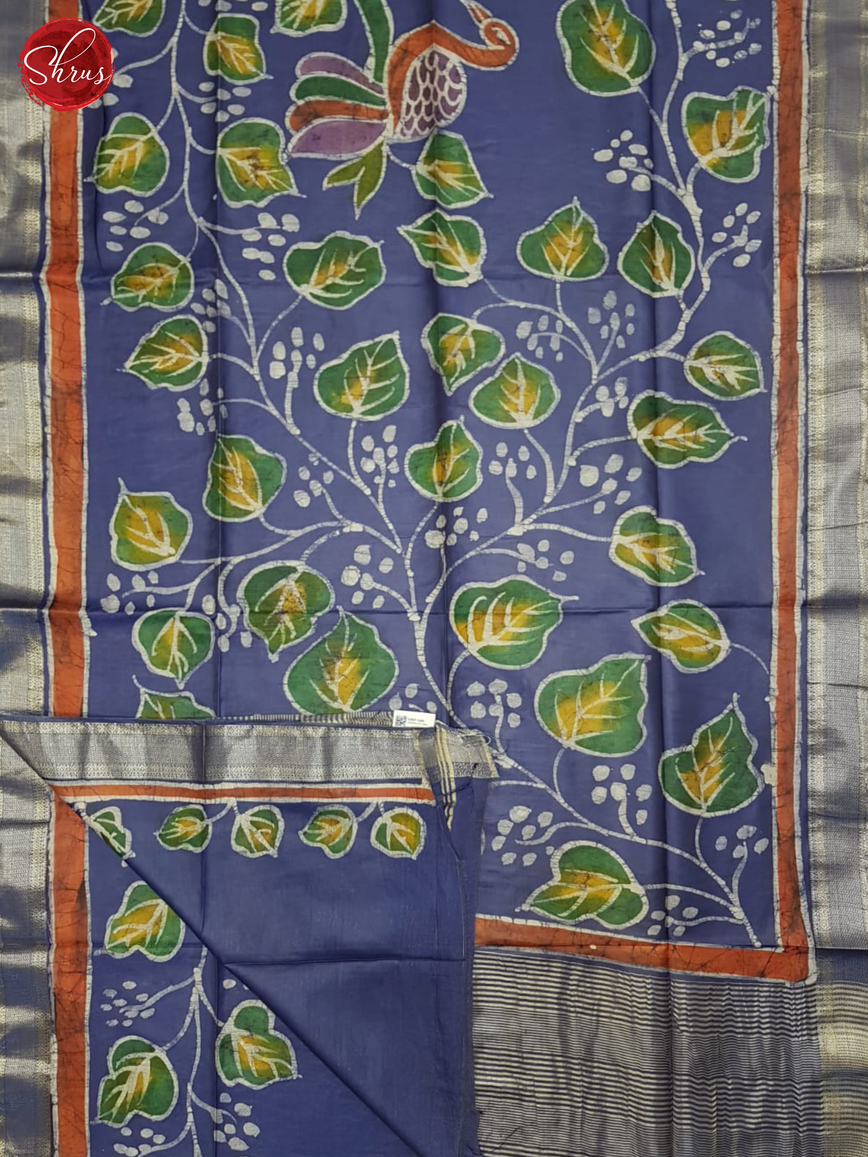 Blue(Single Tone)- Semi Chanderi Saree - Shop on ShrusEternity.com