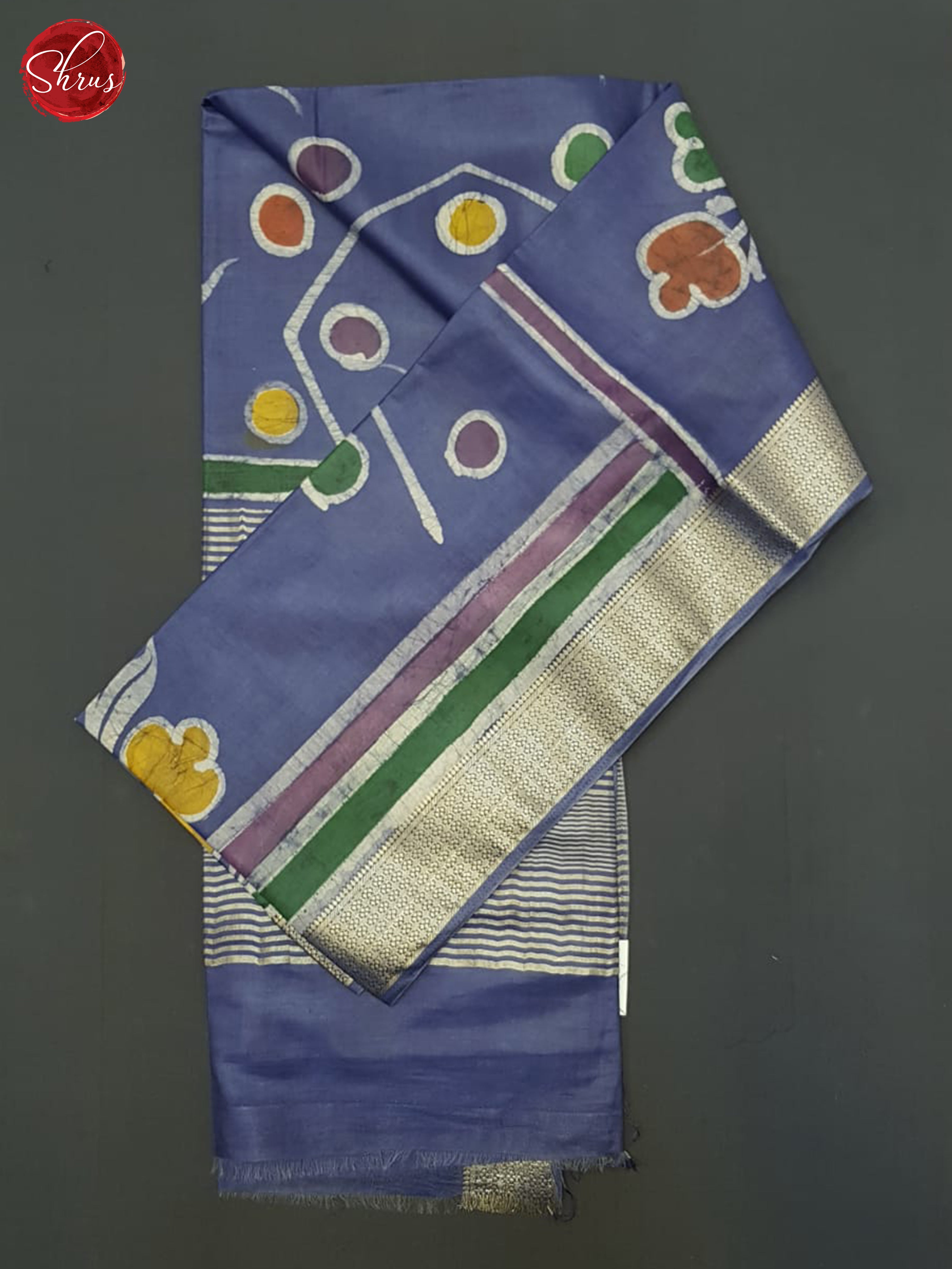 Blue(Single tone)- Semi Chanderi Saree - Shop on ShrusEternity.com