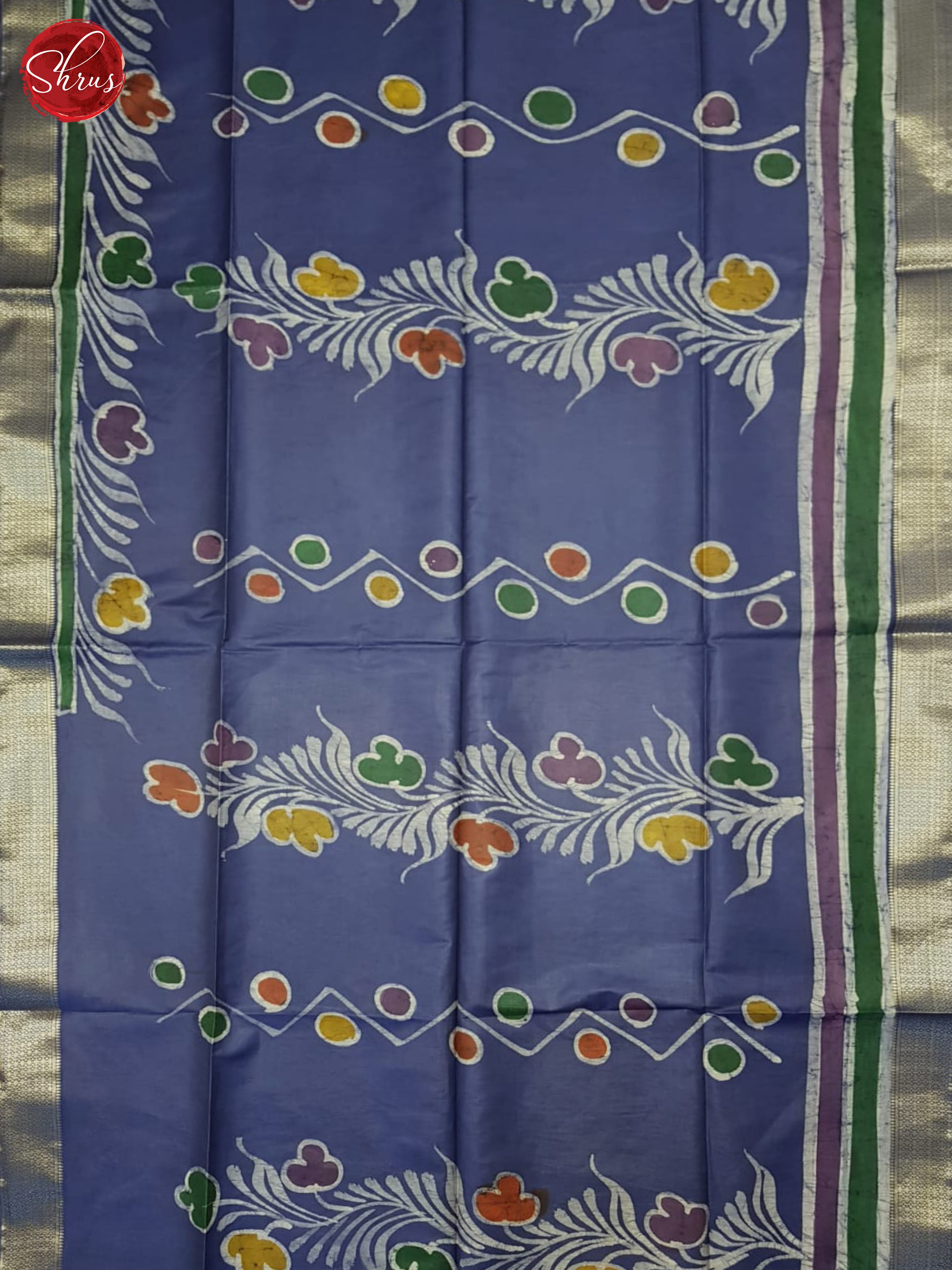 Blue(Single tone)- Semi Chanderi Saree - Shop on ShrusEternity.com