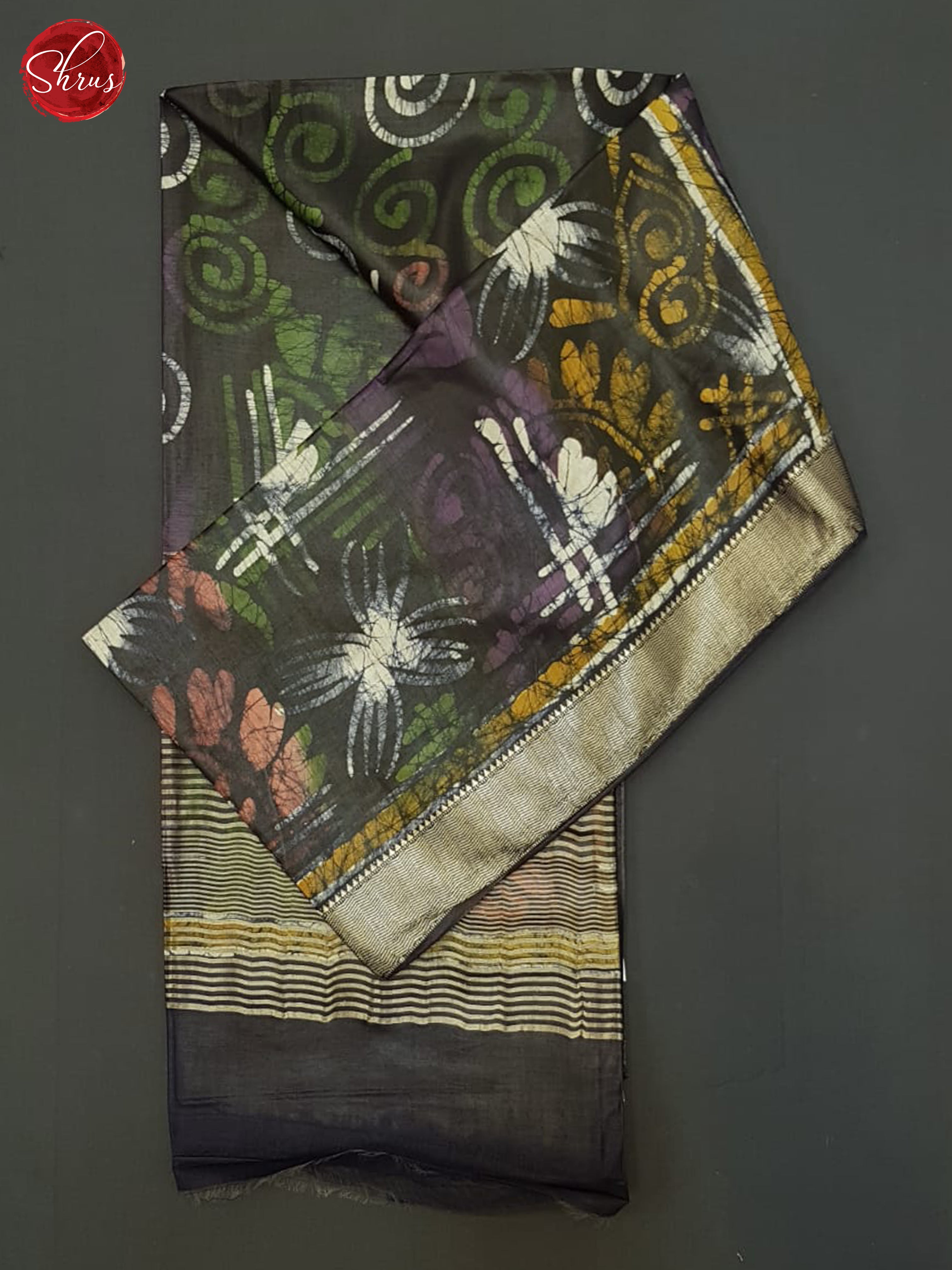 Black And Blue- Semi Chanderi Saree - Shop on ShrusEternity.com