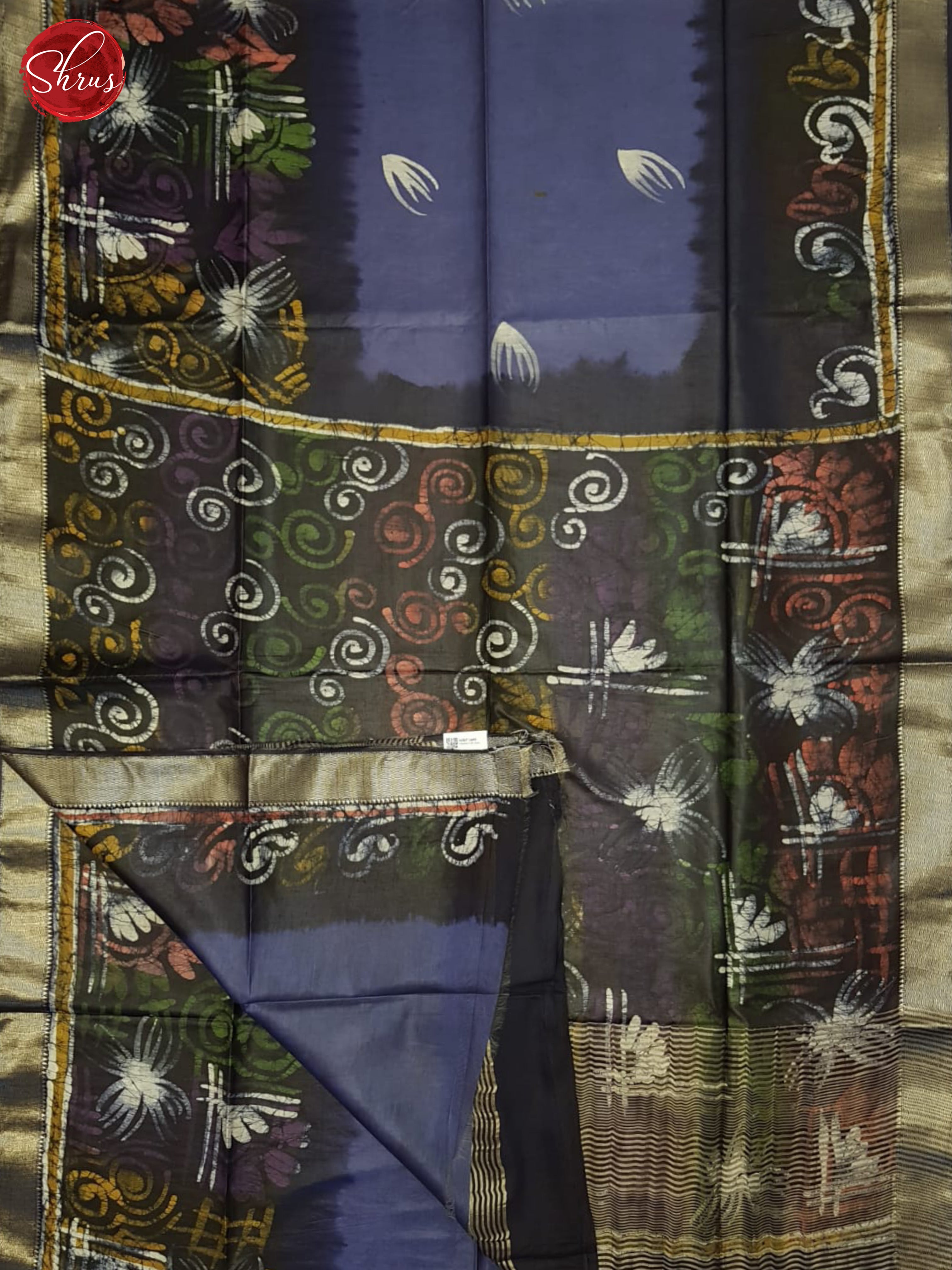 Black And Blue- Semi Chanderi Saree - Shop on ShrusEternity.com