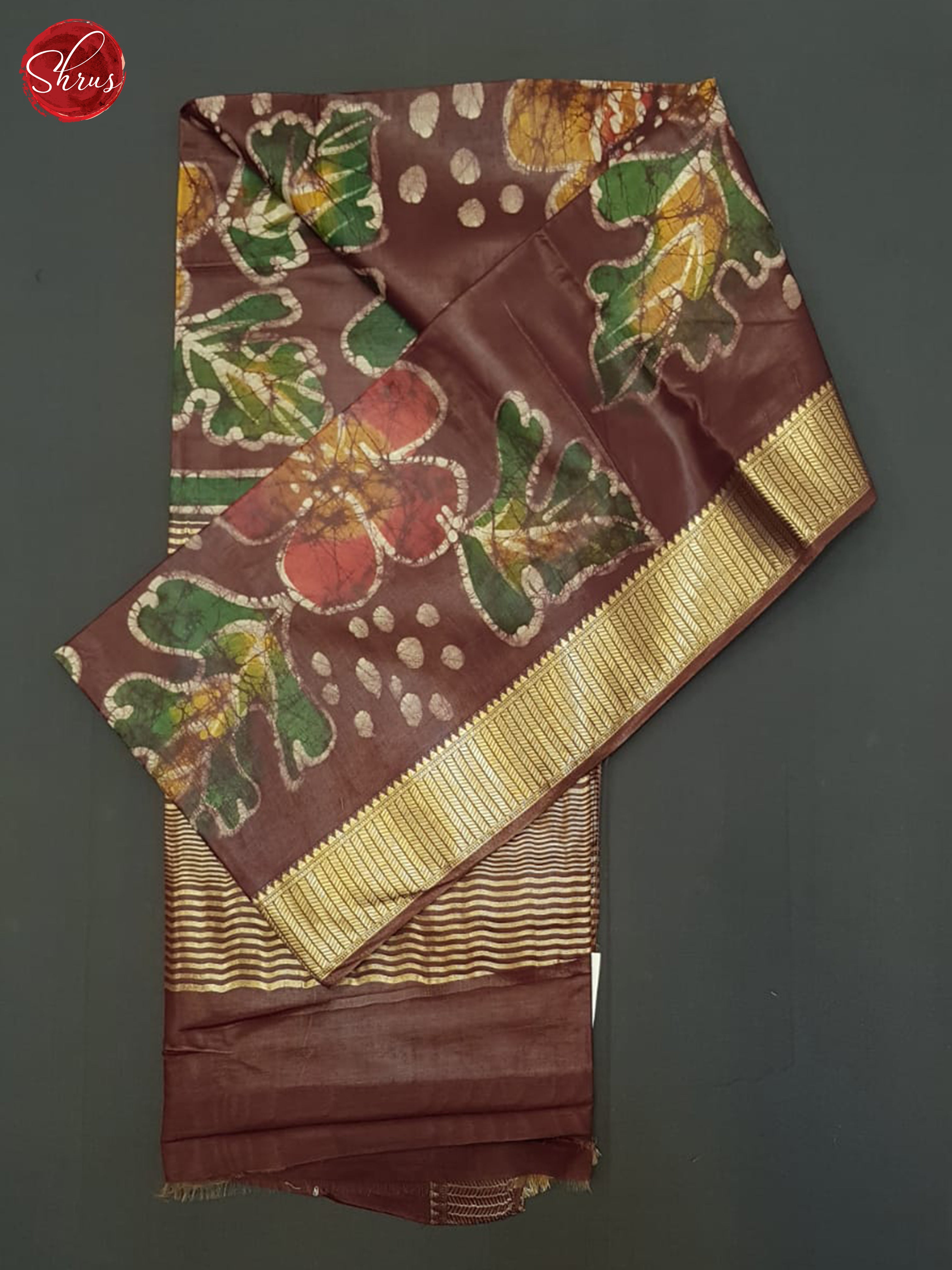 Brown(Single Tone)- Semi Chanderi Saree - Shop on ShrusEternity.com