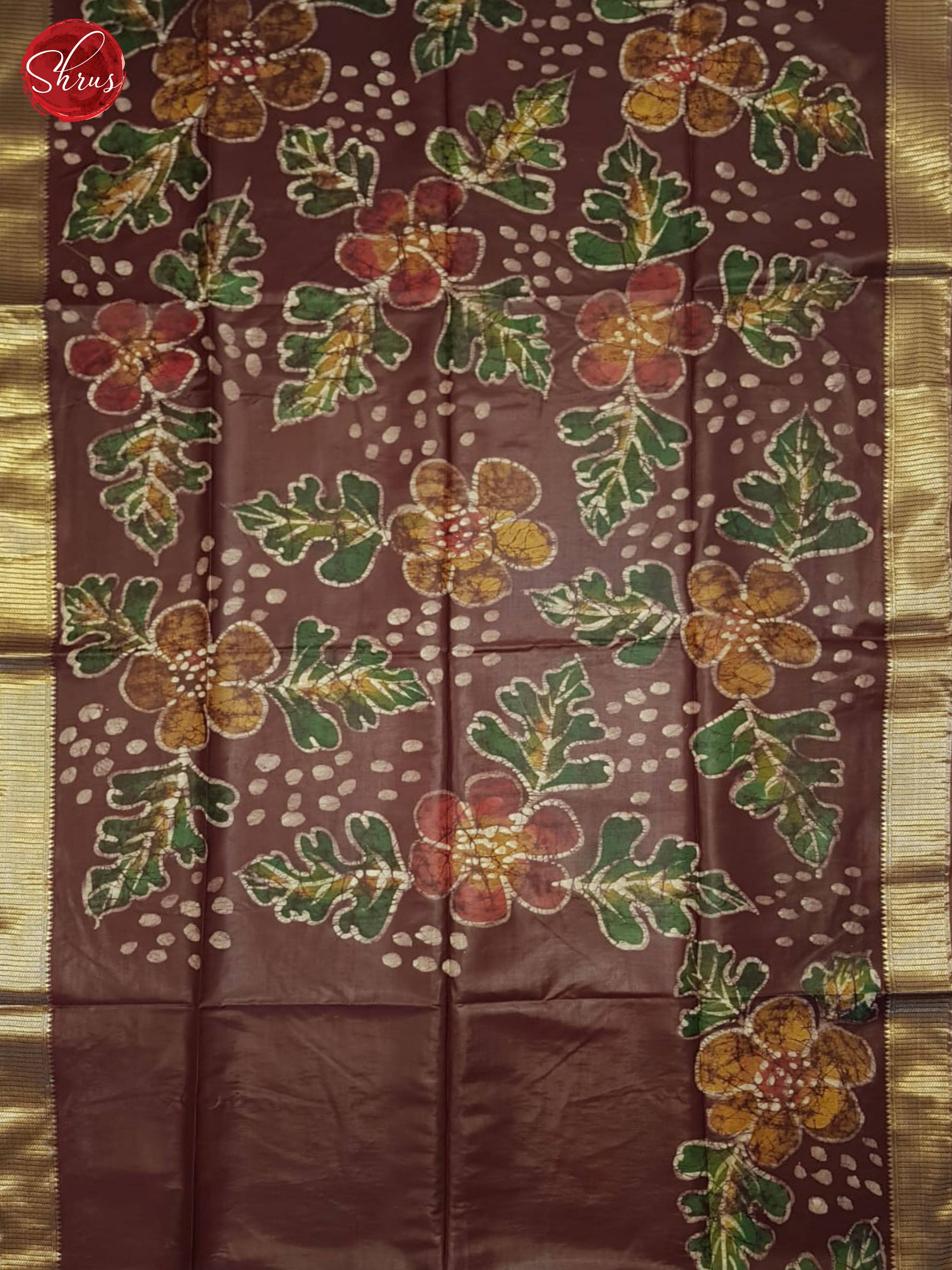 Brown(Single Tone)- Semi Chanderi Saree - Shop on ShrusEternity.com