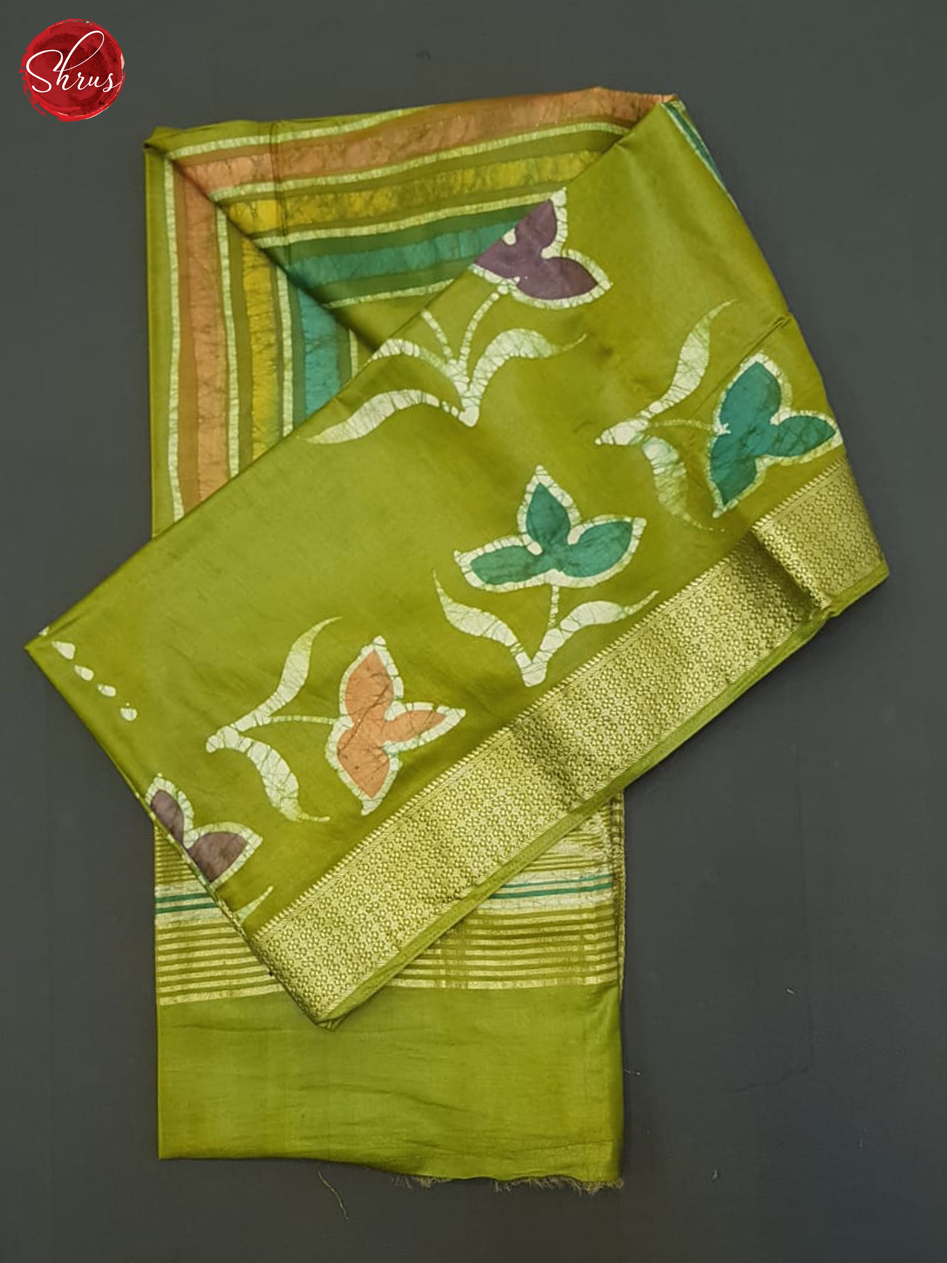Green(Single Tone)- Semi Chanderi Saree - Shop on ShrusEternity.com
