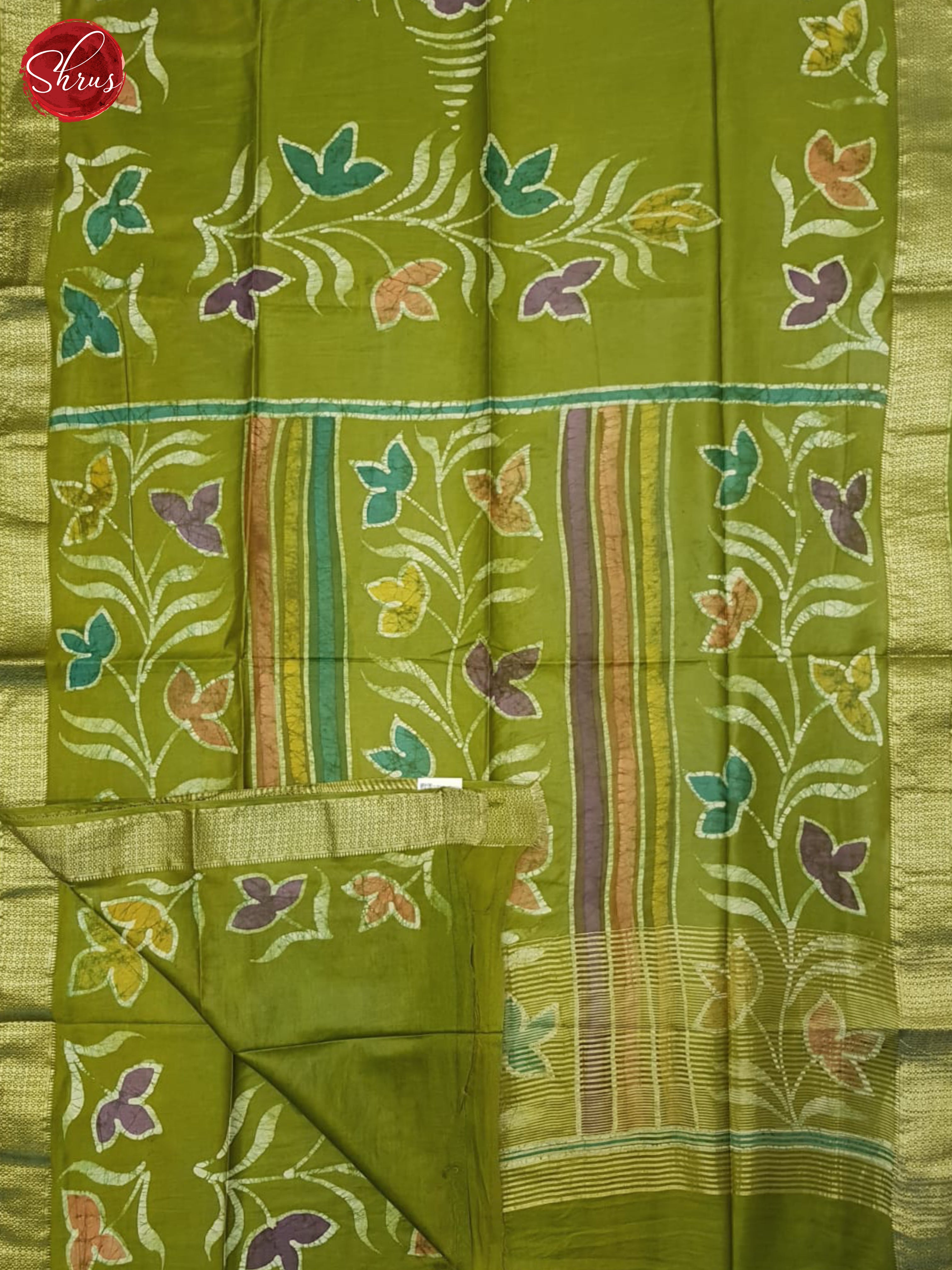 Green(Single Tone)- Semi Chanderi Saree - Shop on ShrusEternity.com