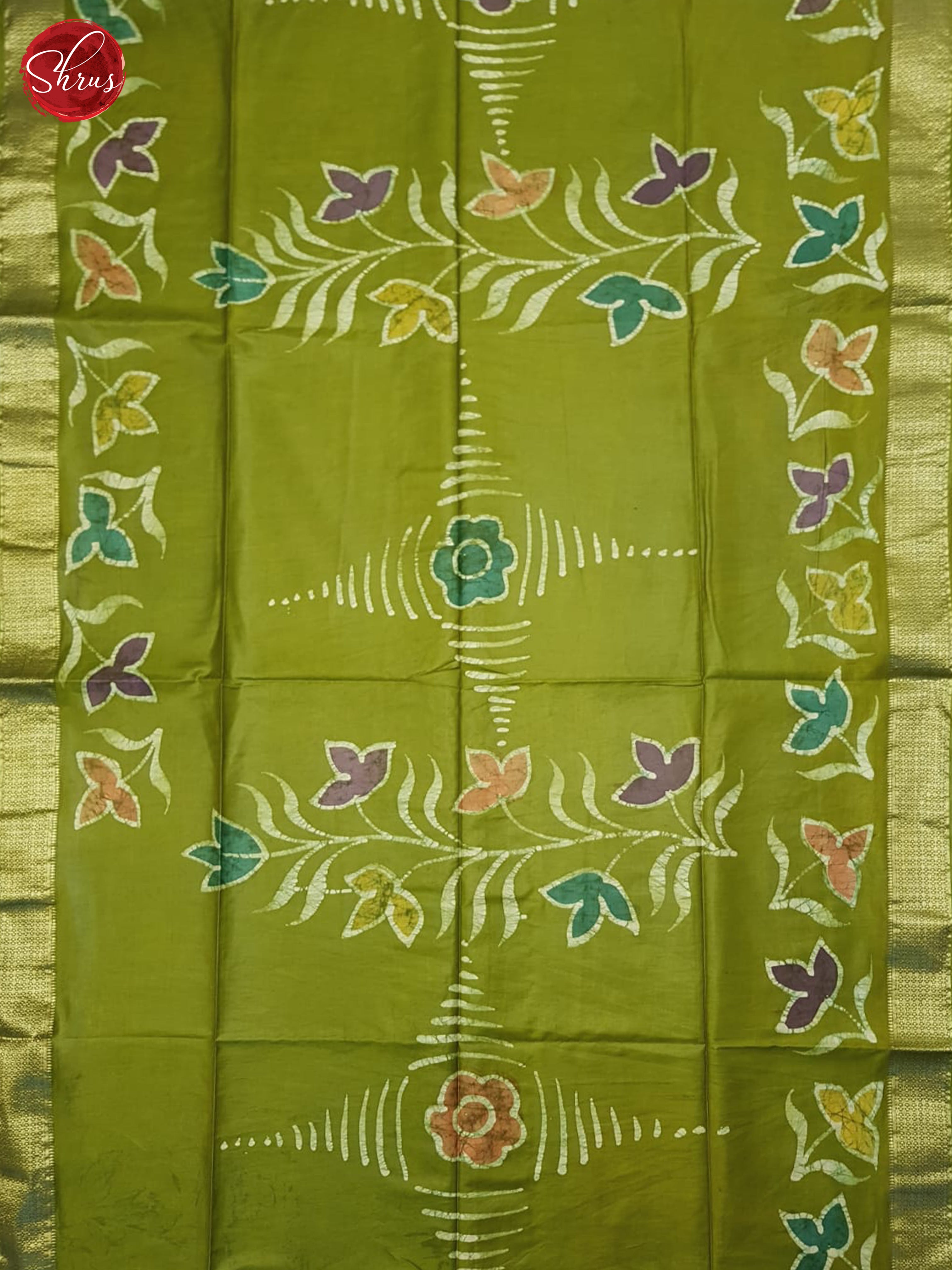Green(Single Tone)- Semi Chanderi Saree - Shop on ShrusEternity.com