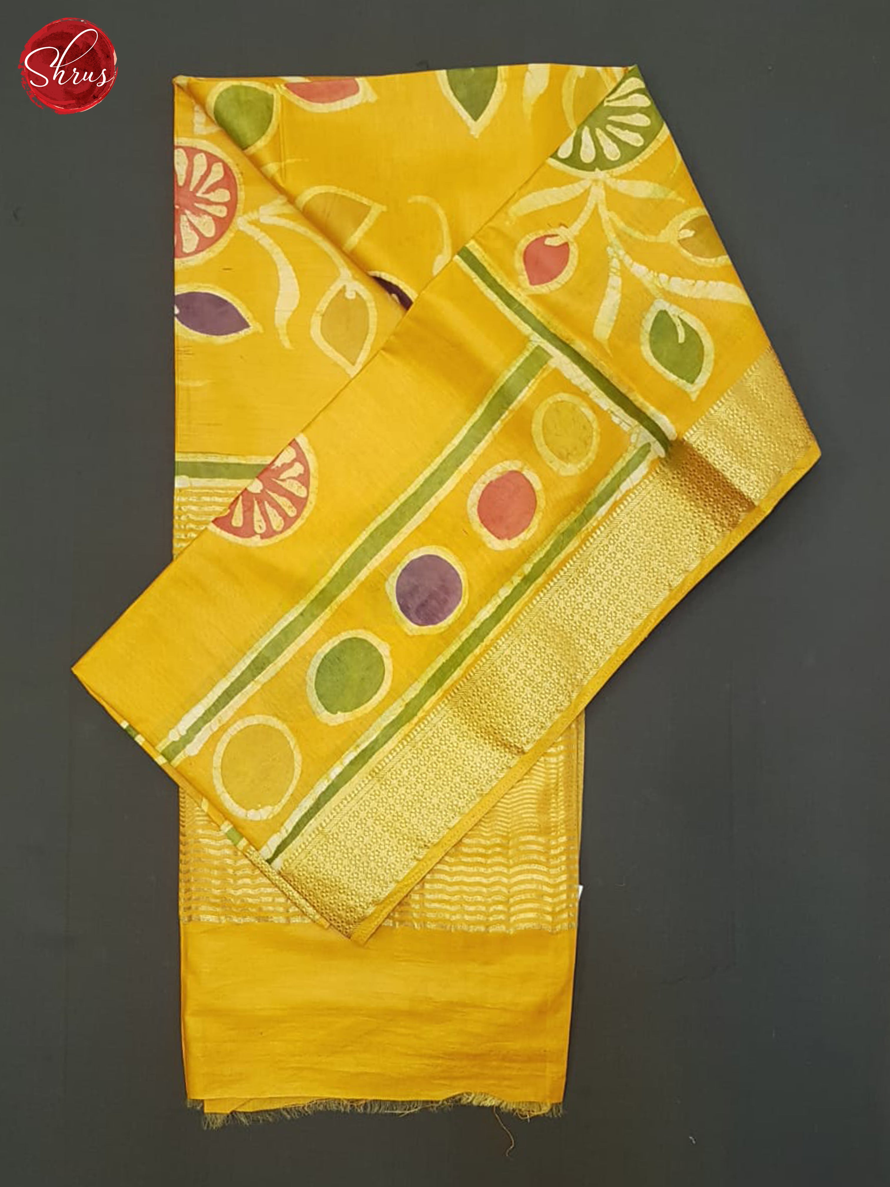 Yellow(Single Tone)- Semi Chanderi Sareee - Shop on ShrusEternity.com