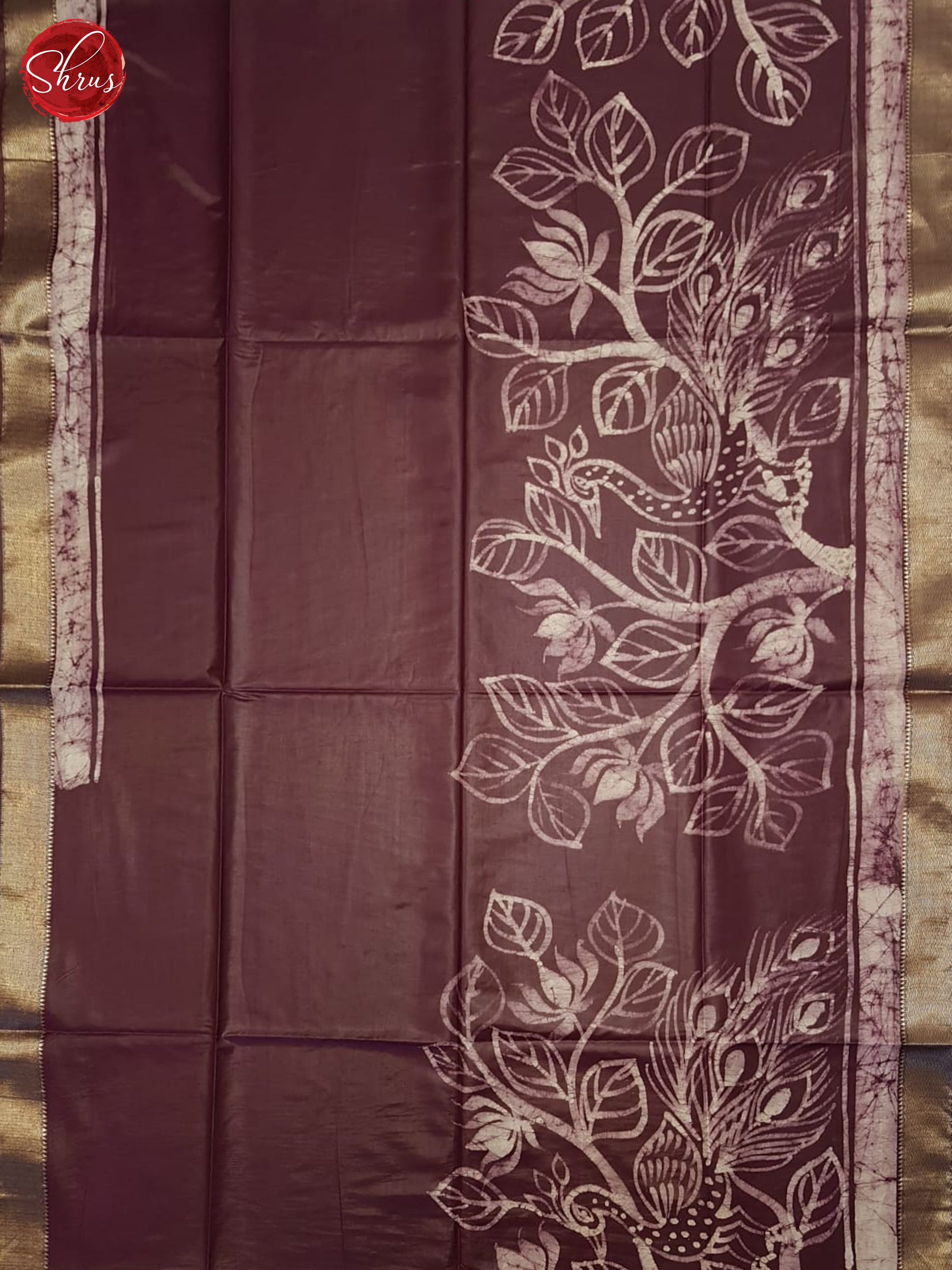 Deep Wine(Single Tone)- Semi Chanderi saree - Shop on ShrusEternity.com
