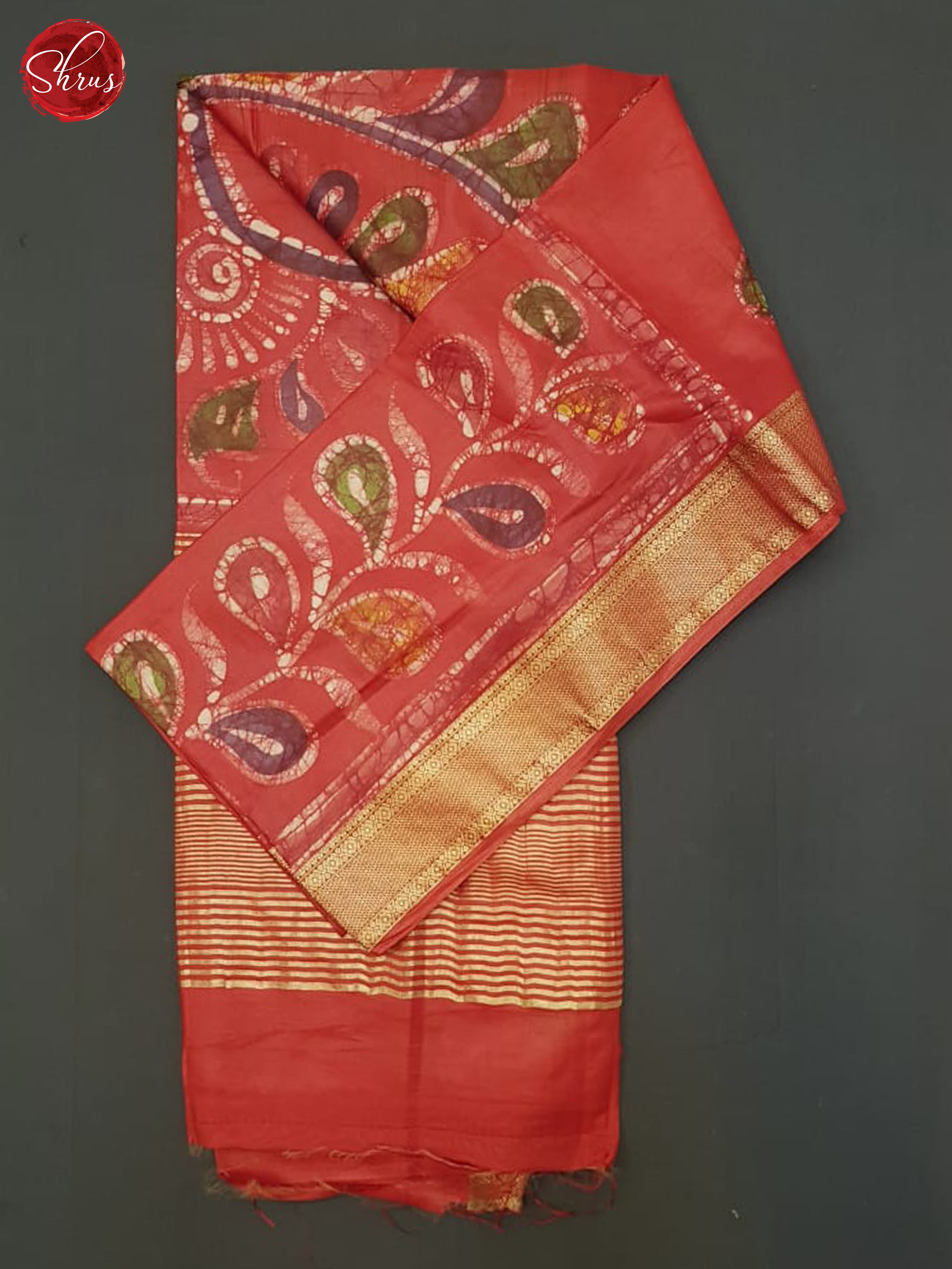 Red(Single Tone)- Semi chanderi Saree - Shop on ShrusEternity.com