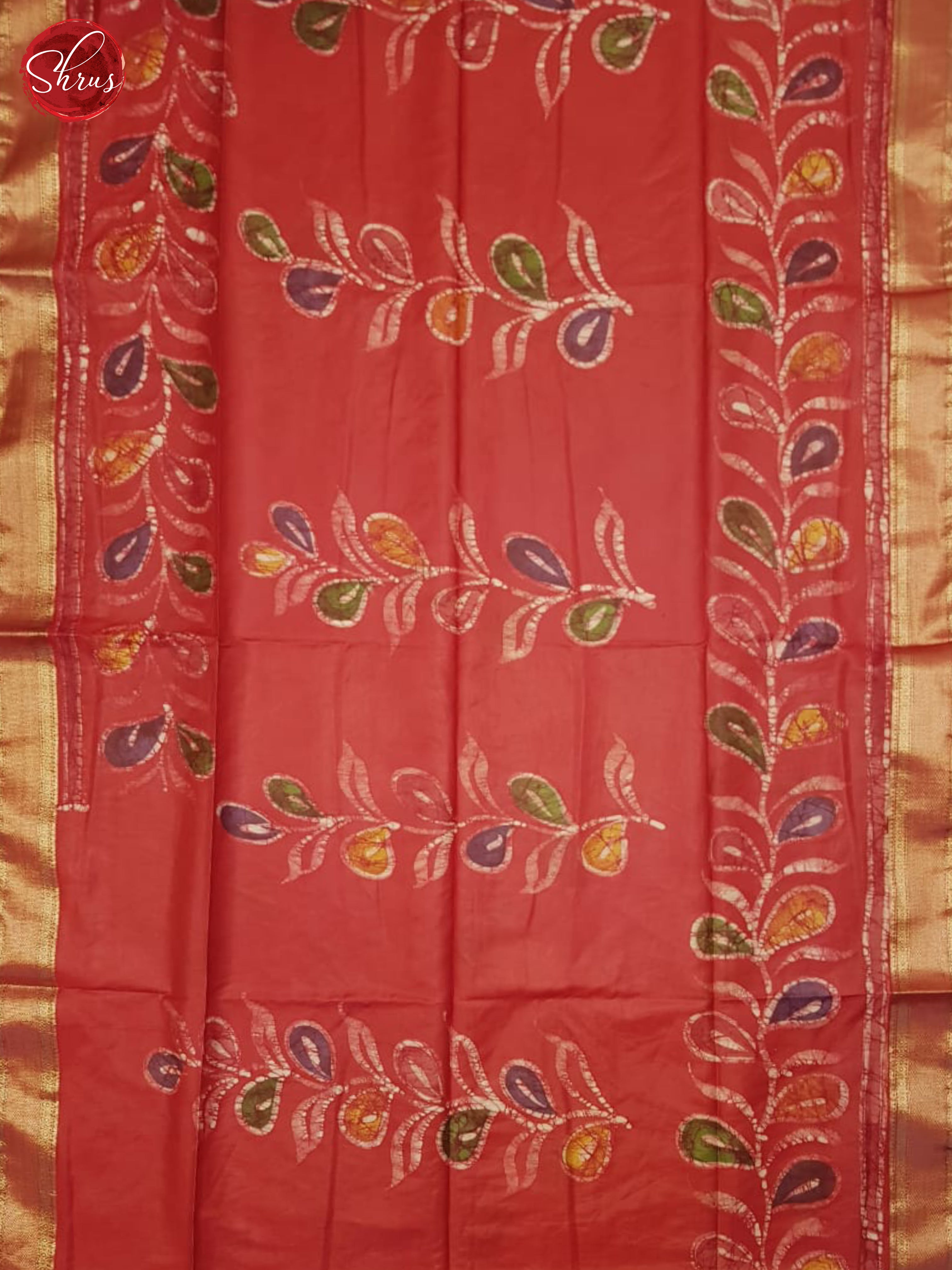 Red(Single Tone)- Semi chanderi Saree - Shop on ShrusEternity.com