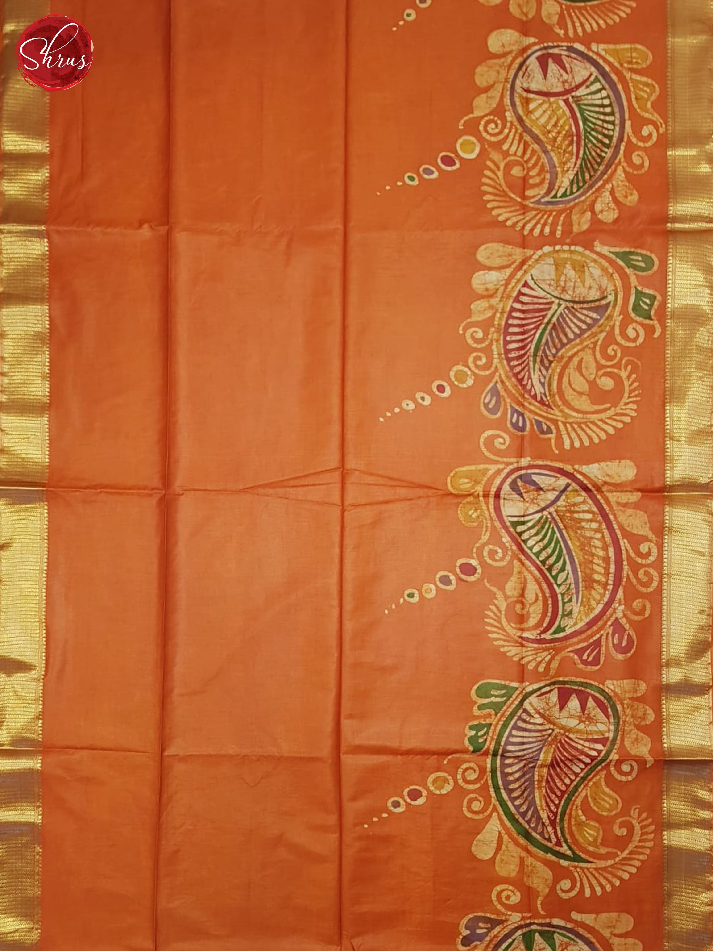 Orange(single Tone)- Semi Chanderi Saree - Shop on ShrusEternity.com