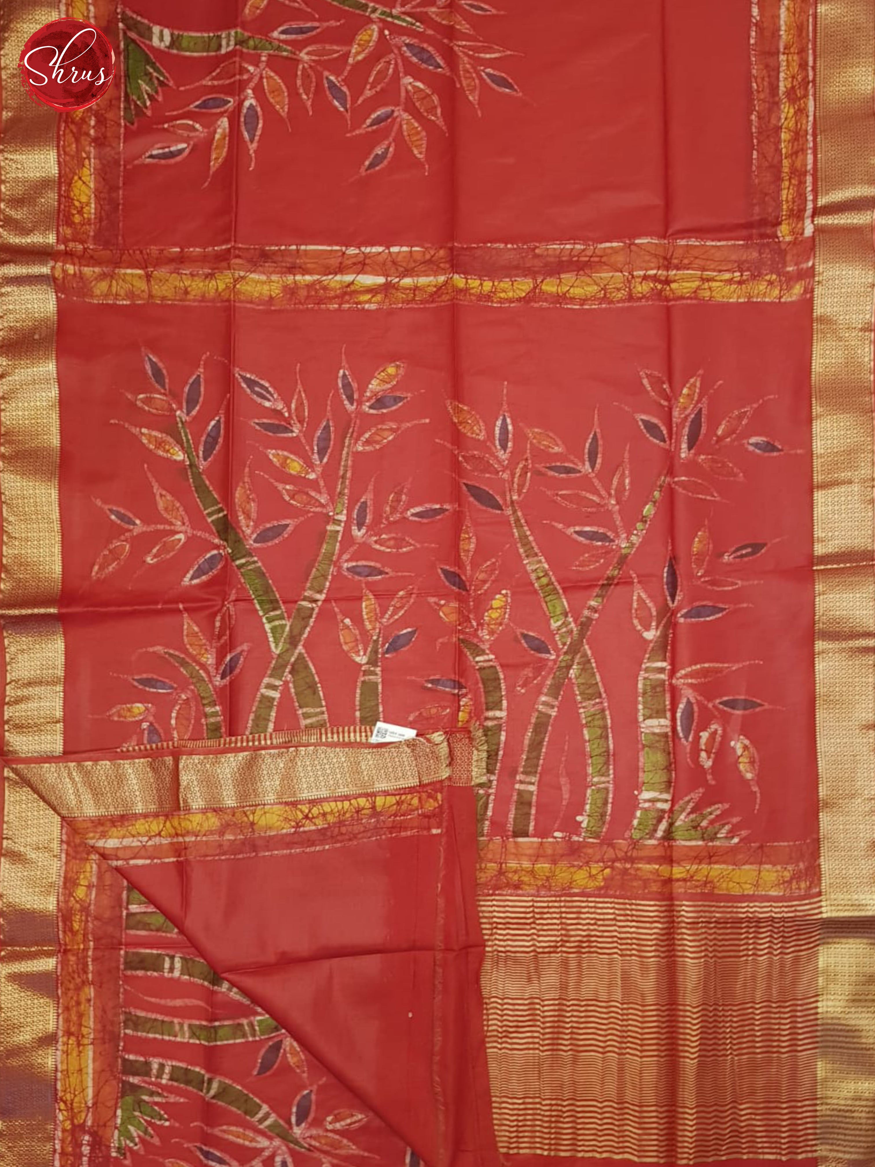 Red(Single Tone)-Semi Chanderi Saree - Shop on ShrusEternity.com