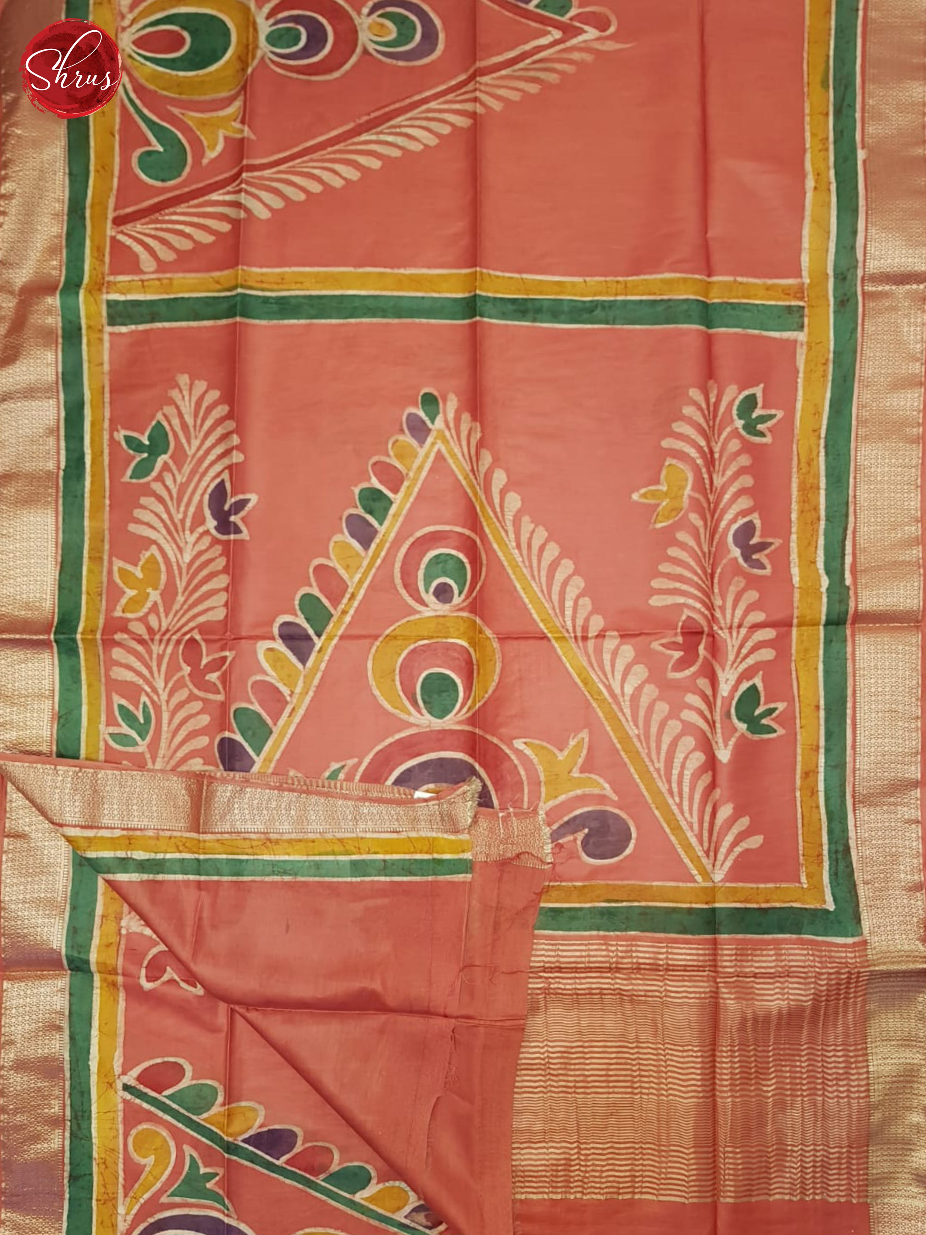 Red(Single Tone)-Semi Chanderi Saree - Shop on ShrusEternity.com