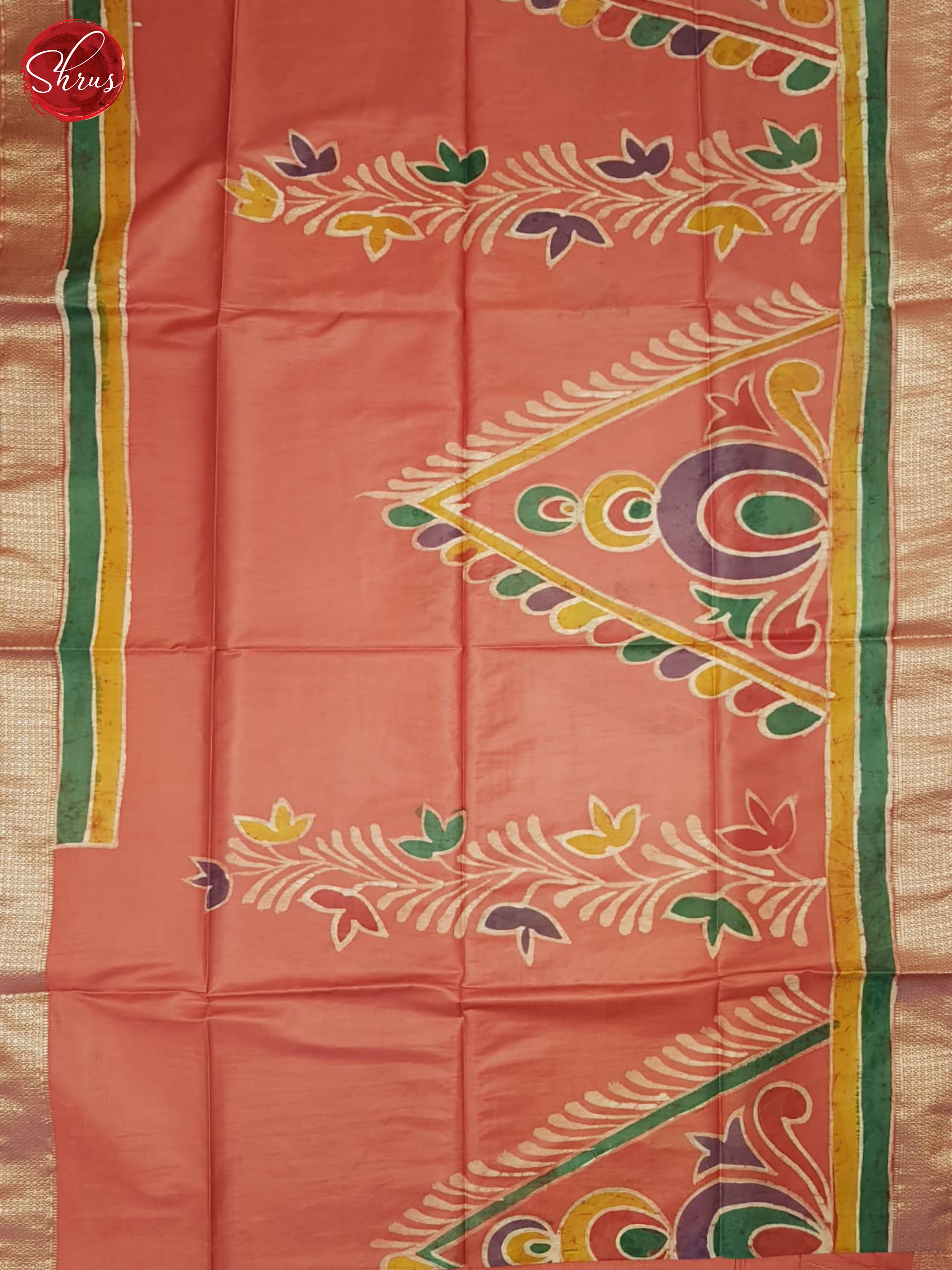 Red(Single Tone)-Semi Chanderi Saree - Shop on ShrusEternity.com