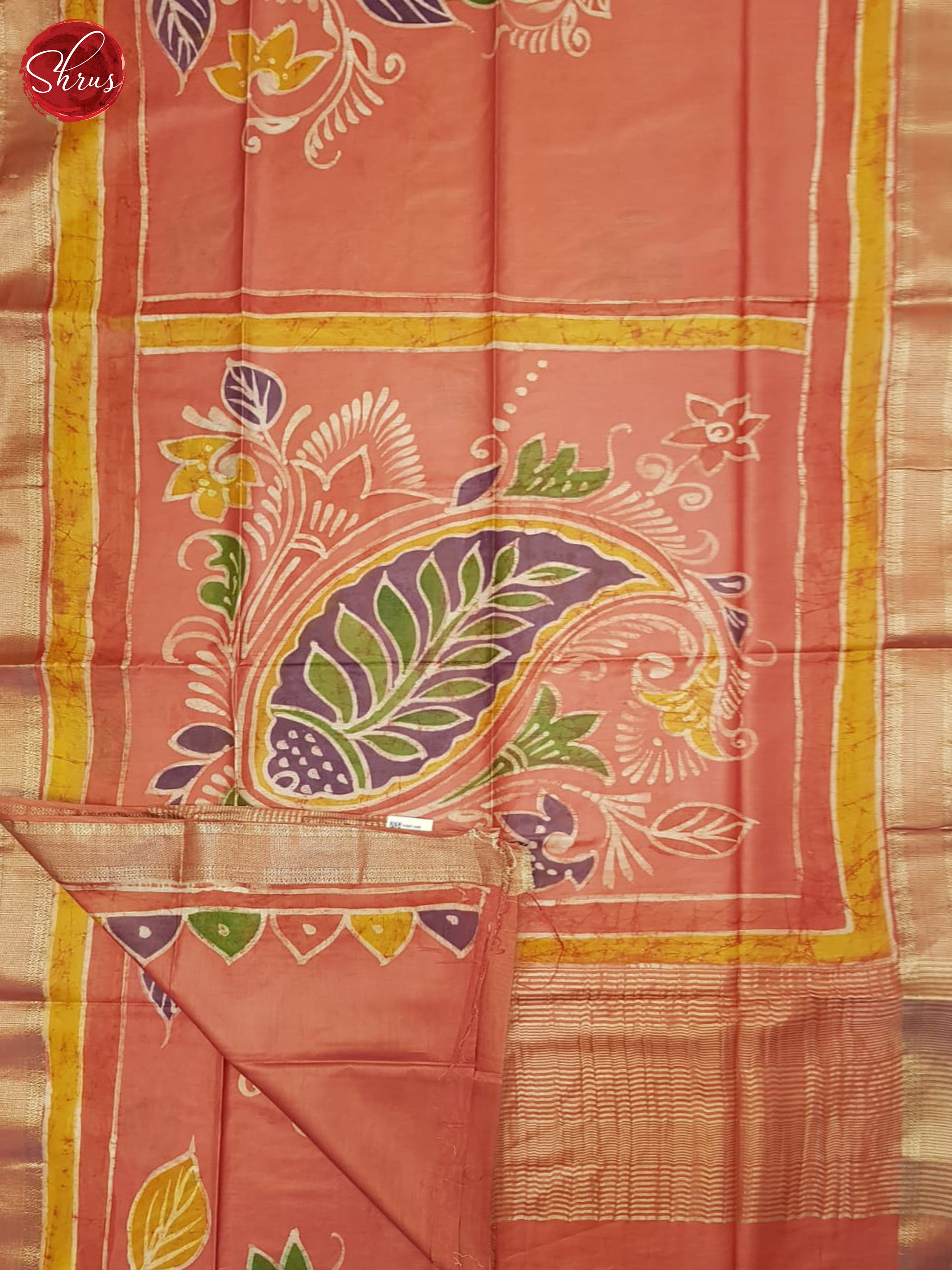 Orangish Pink(Single Tone)- Semi Chanderi Saree - Shop on ShrusEternity.com