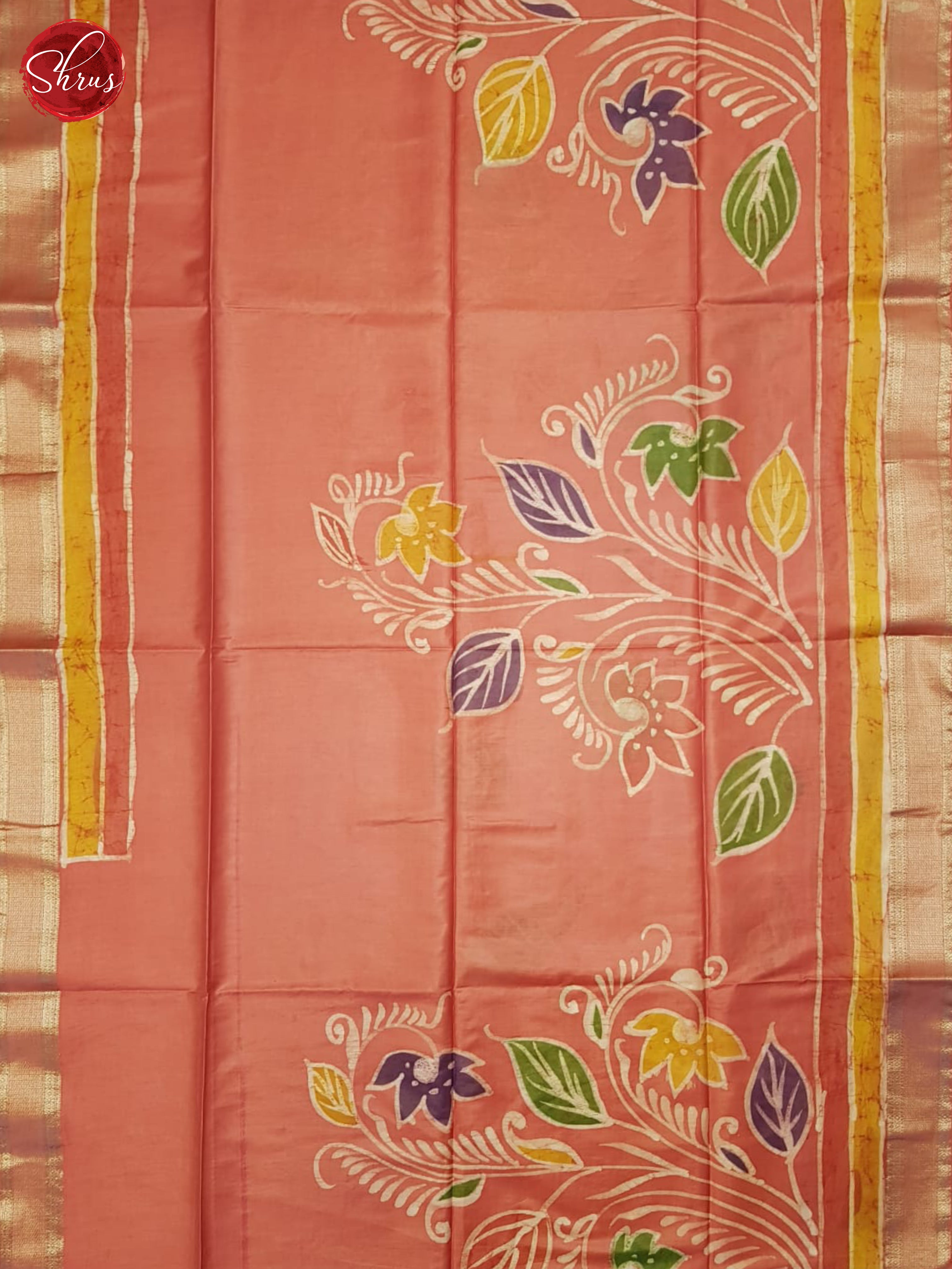 Orangish Pink(Single Tone)- Semi Chanderi Saree - Shop on ShrusEternity.com