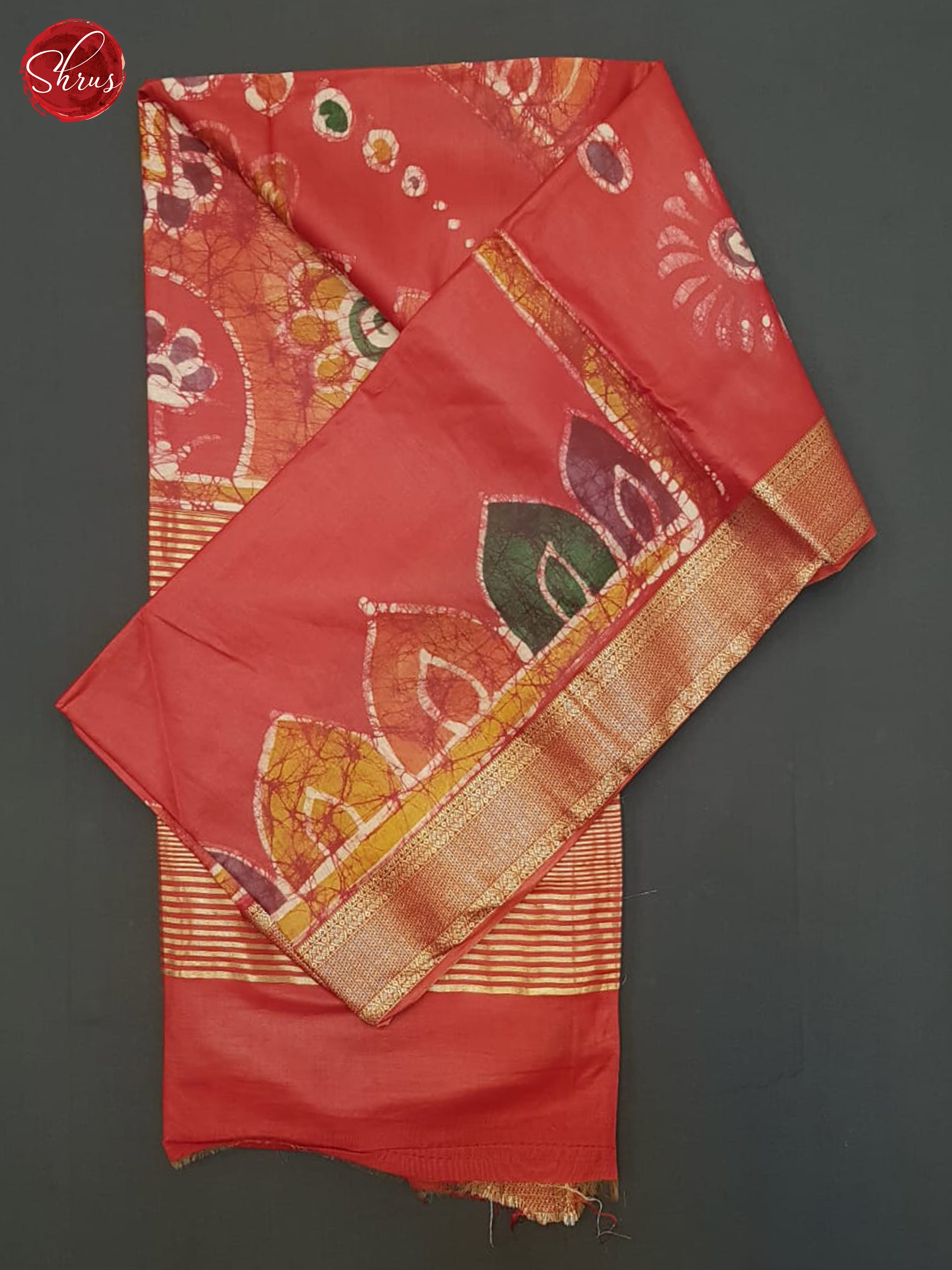 Red(Single Tone)- Semi Chanderi Saree - Shop on ShrusEternity.com