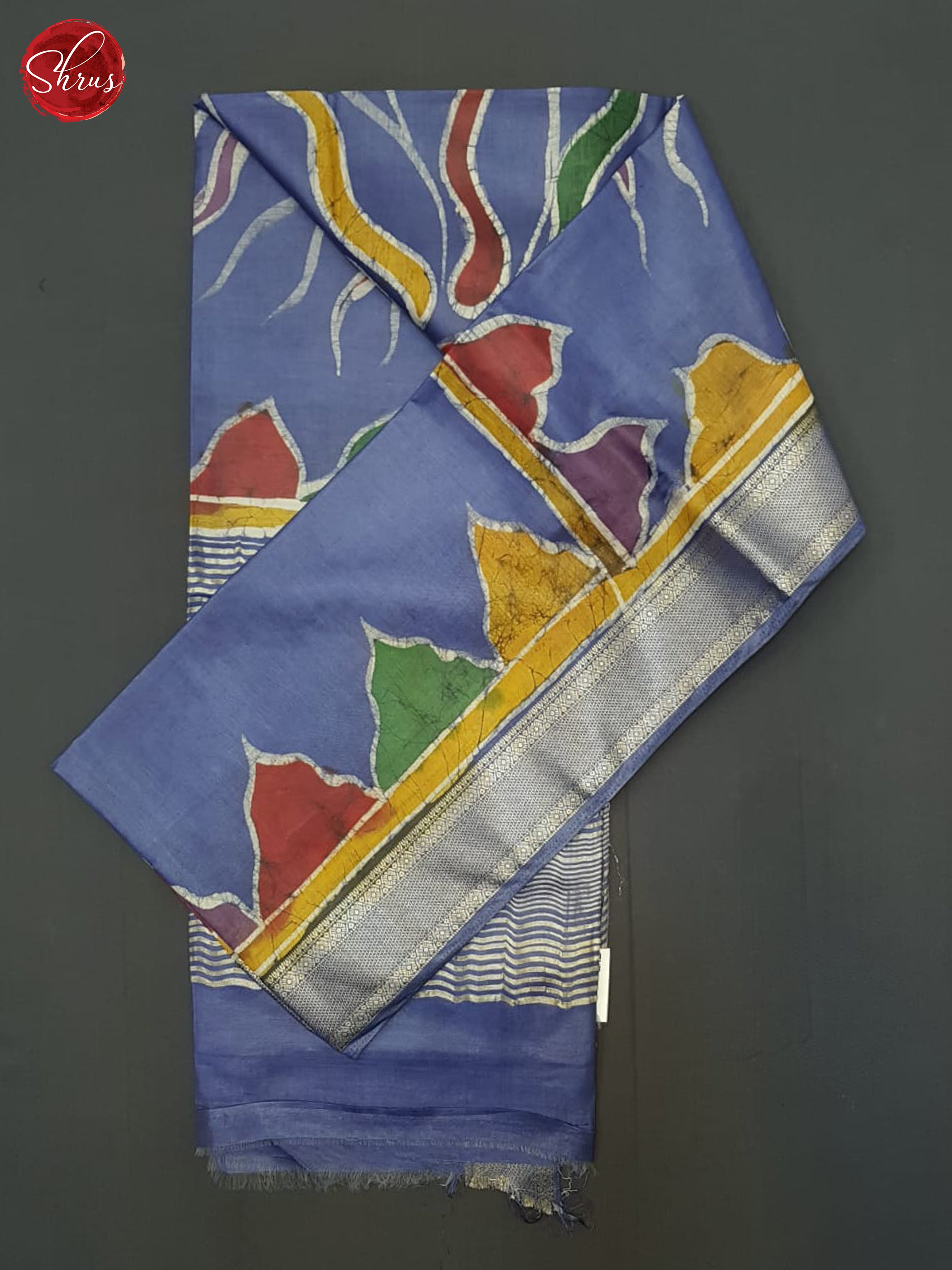Blue(Single Tone)- Semi Chanderi Saree - Shop on ShrusEternity.com