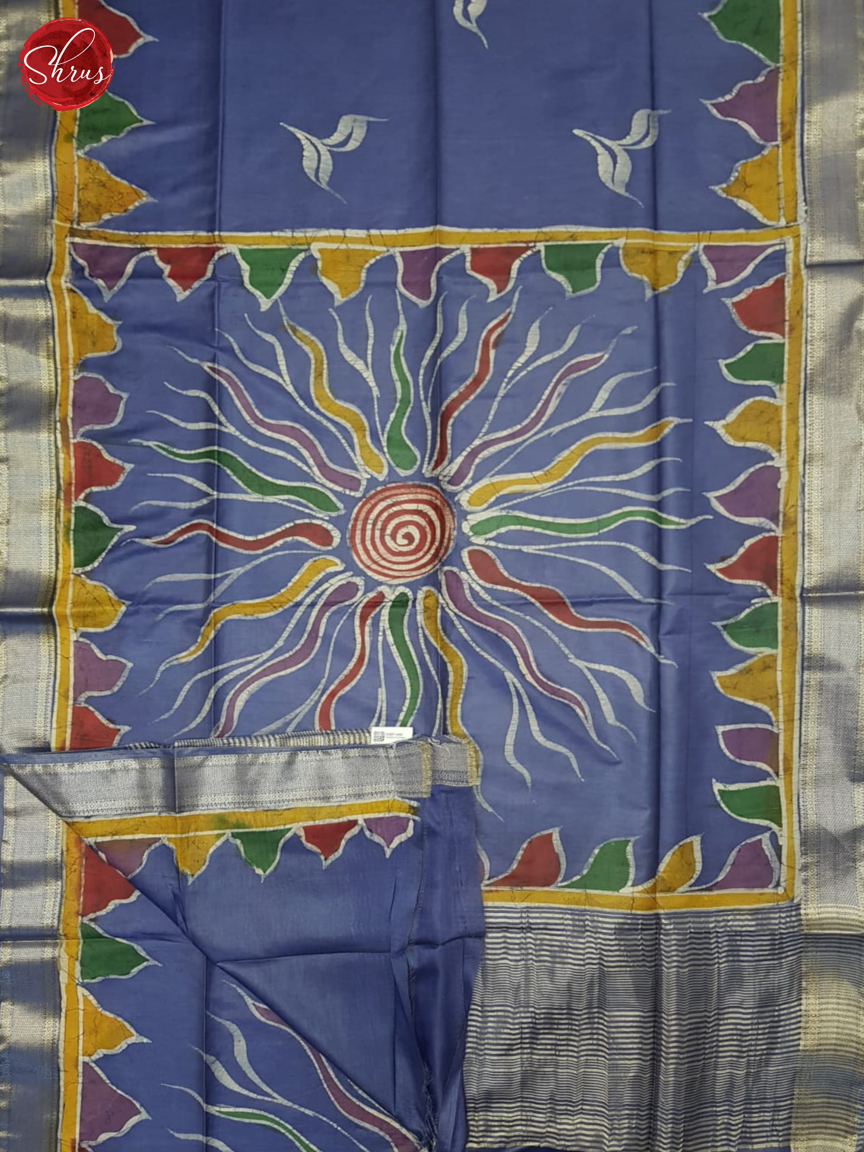 Blue(Single Tone)- Semi Chanderi Saree - Shop on ShrusEternity.com