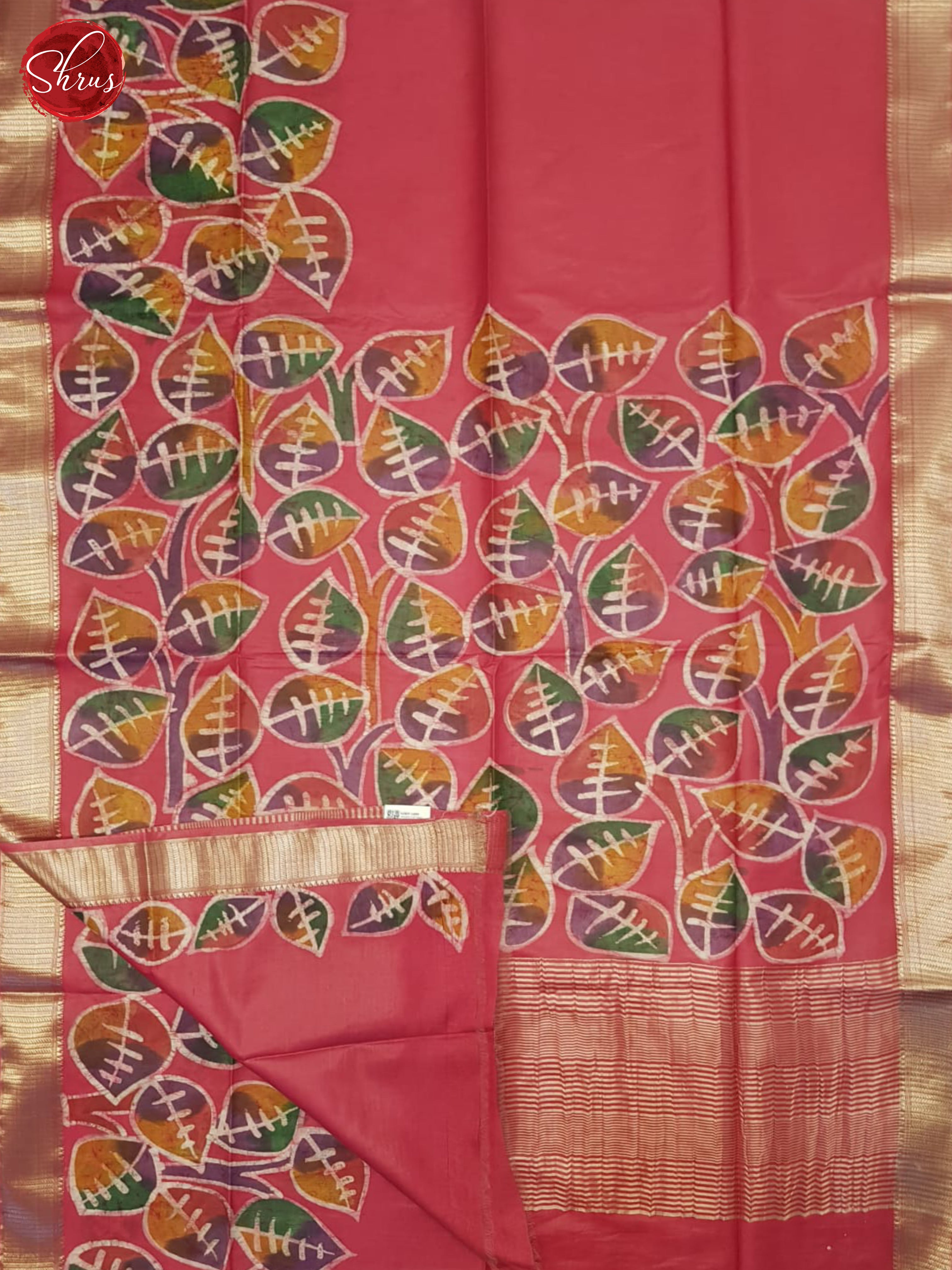 Pink(Single tone)- Semi Chanderi Saree - Shop on ShrusEternity.com