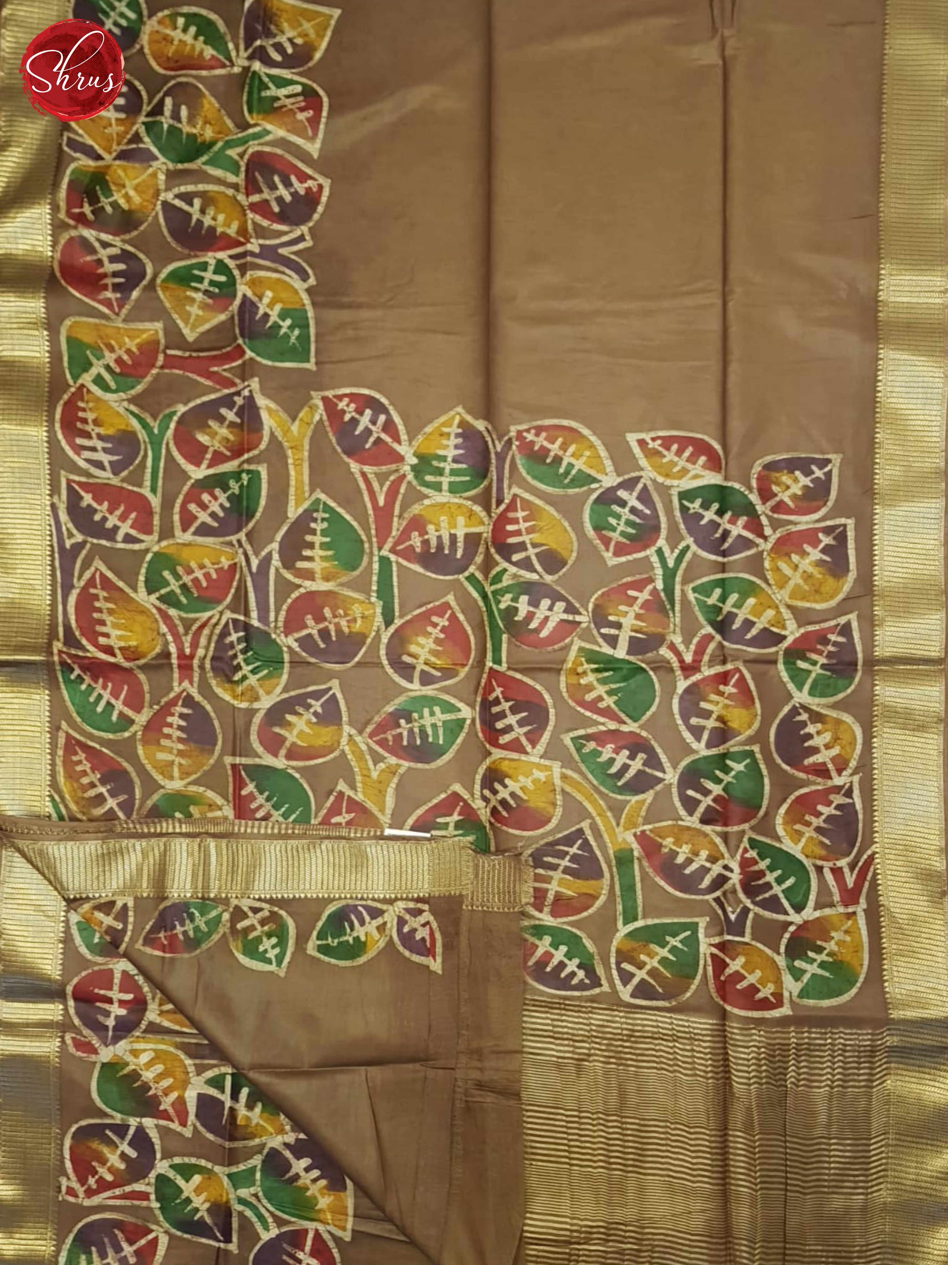 Brown(Single Tone)- Semi Chanderi Saree - Shop on ShrusEternity.com