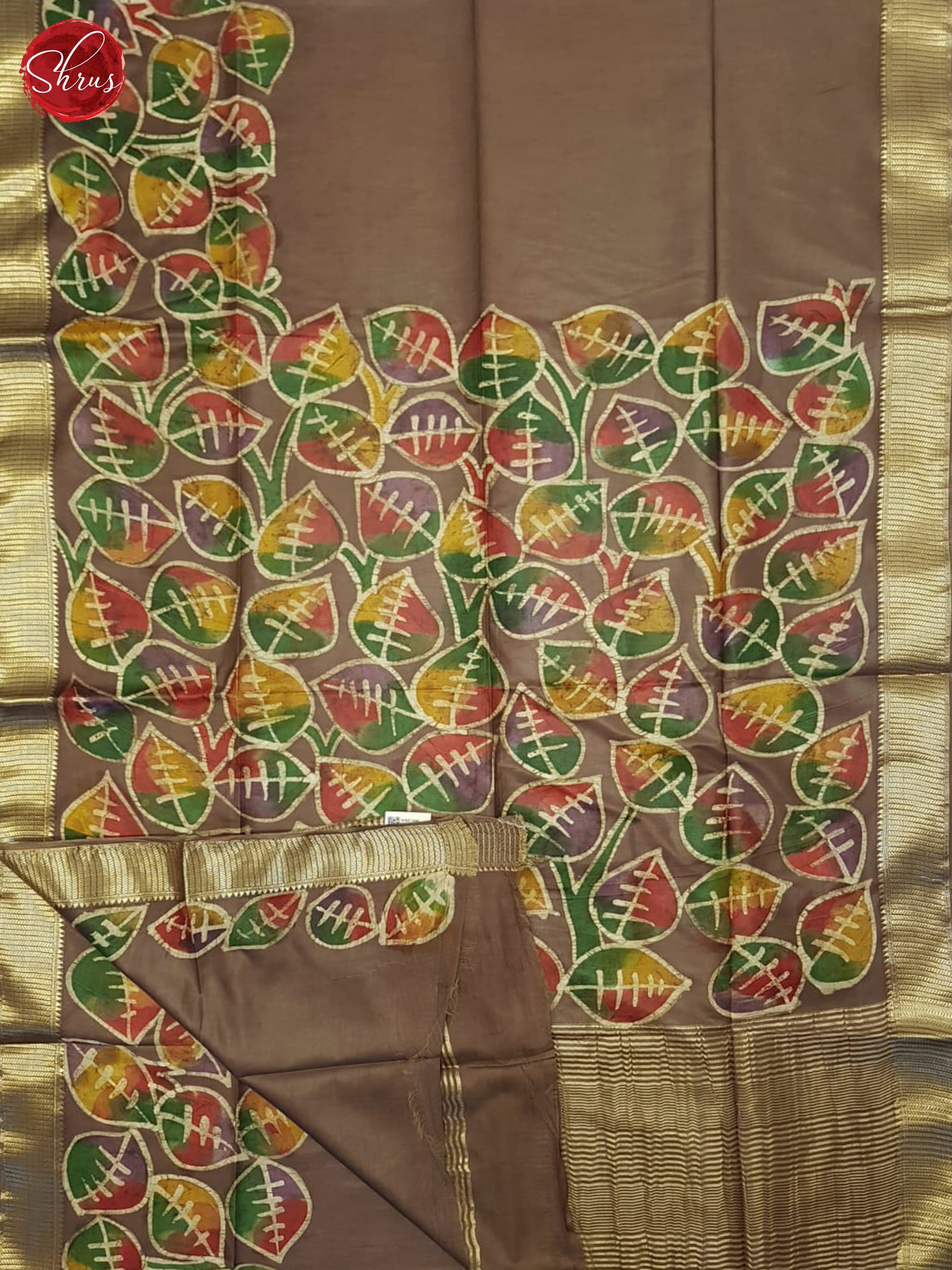 Brown(single Tone)- Semi Chanderi Saree - Shop on ShrusEternity.com